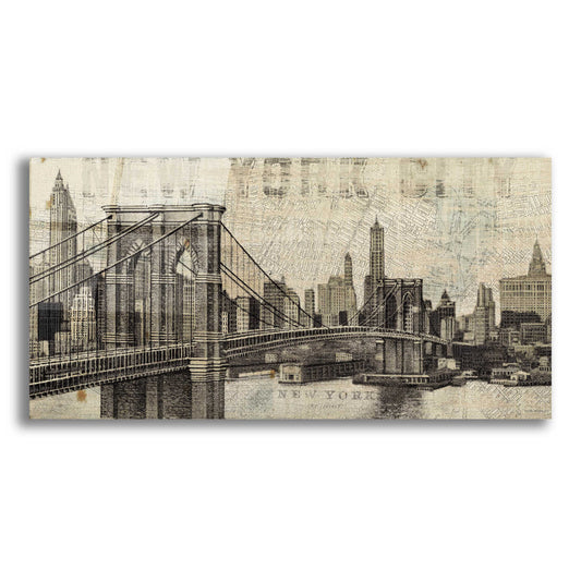 Epic Art 'Vintage NY Brooklyn Bridge Skyline' by Michael Mullan, Acrylic Glass Wall Art,2:1