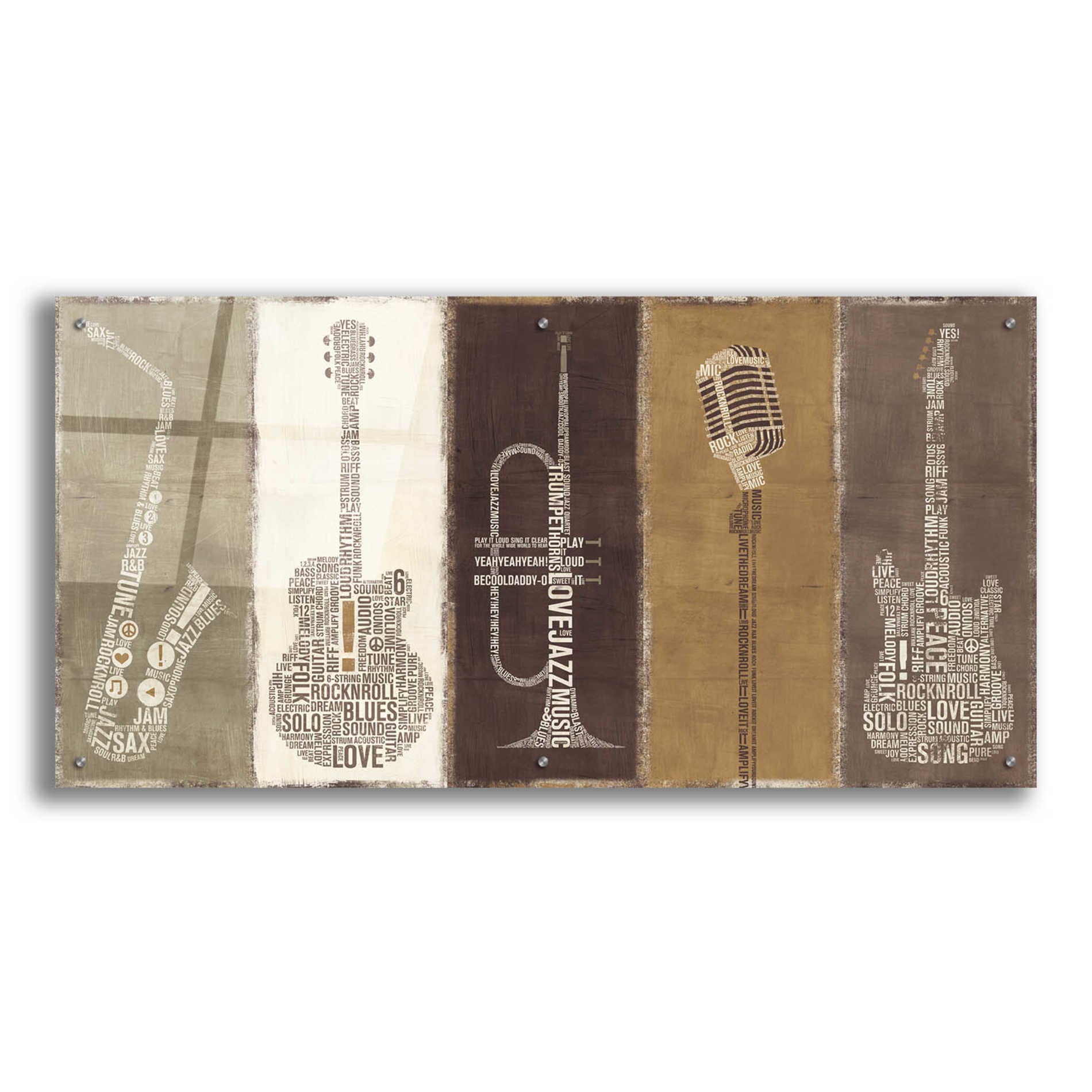 Epic Art 'Type Band Neutral Panel' by Michael Mullan, Acrylic Glass Wall Art,48x24