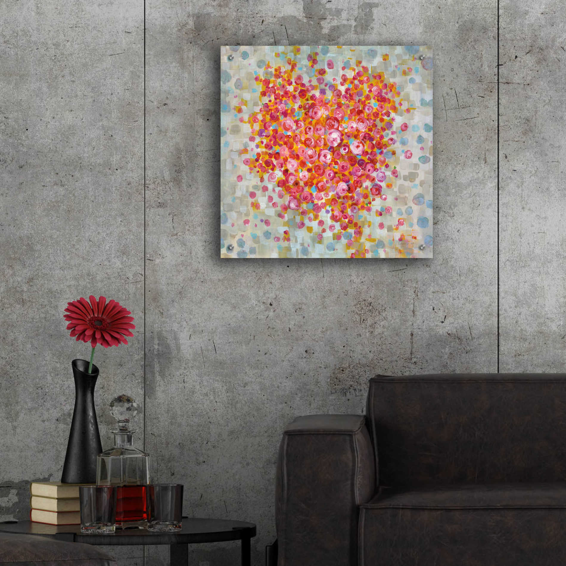 Epic Art 'Circle of Hearts' by Danhui Nai, Acrylic Glass Wall Art,24x24