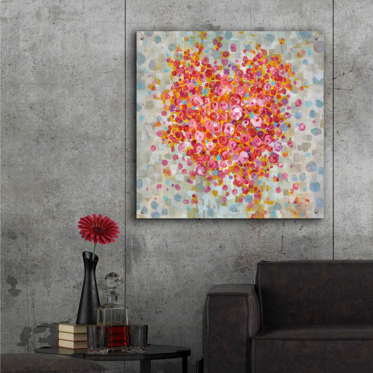 Epic Art 'Circle of Hearts' by Danhui Nai, Acrylic Glass Wall Art,36x36