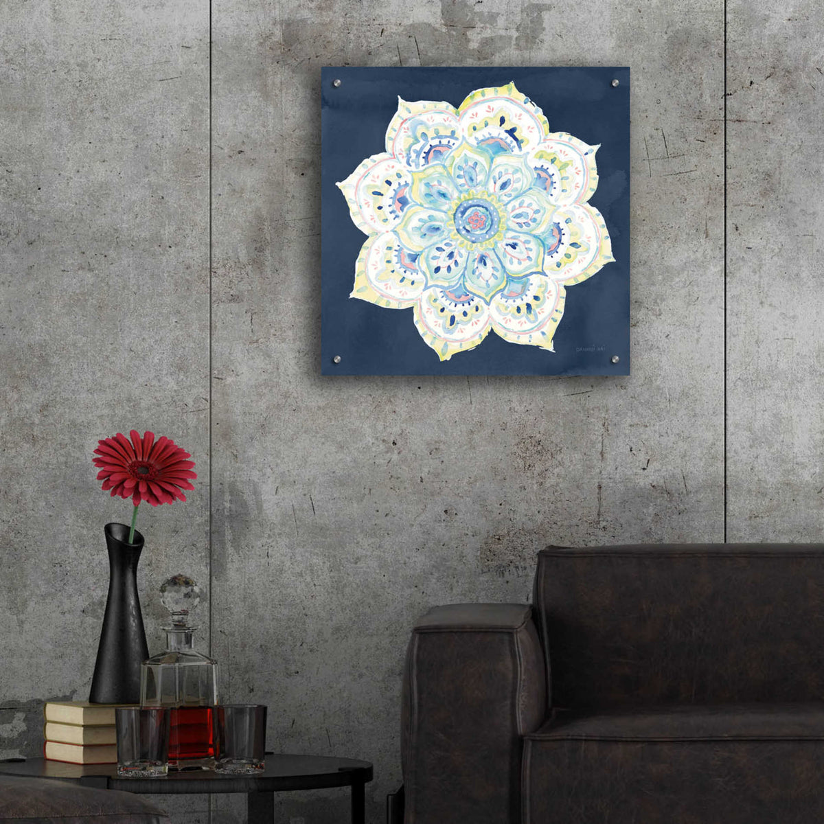 Epic Art 'Jaipur VI Navy' by Danhui Nai, Acrylic Glass Wall Art,24x24