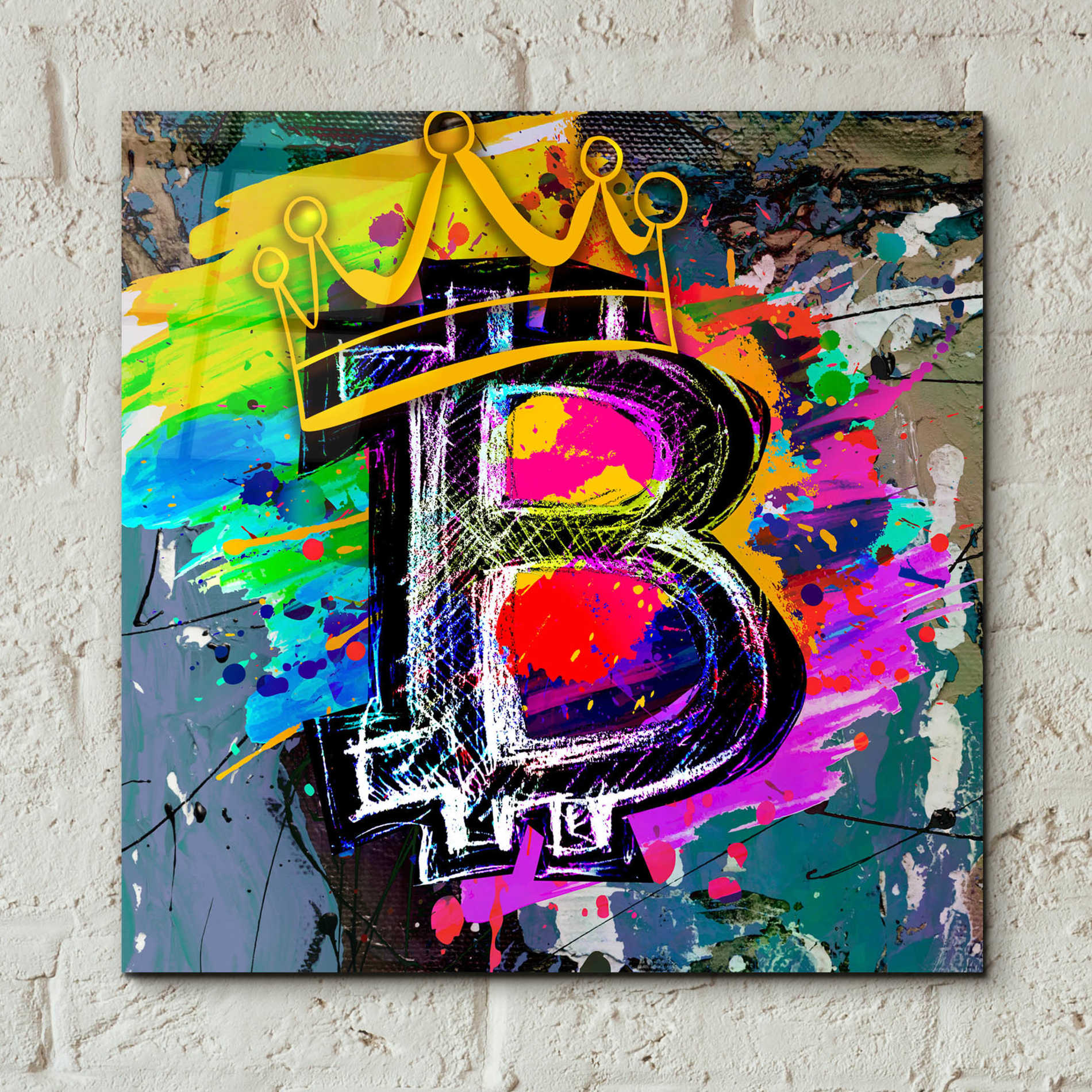 Epic Art 'Bitcoin Crypto King' by Epic Portfolio Acrylic Glass Wall Art,12x12