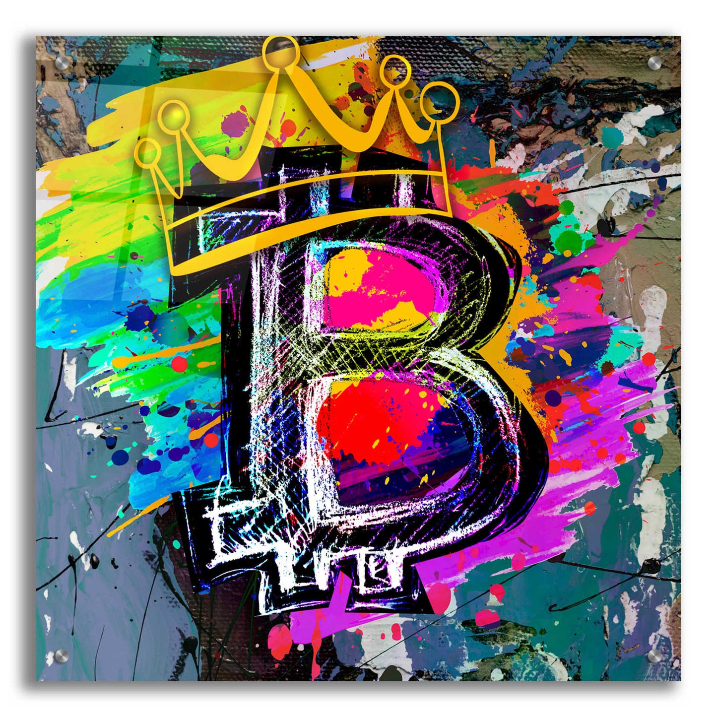 Epic Art 'Bitcoin Crypto King' by Epic Portfolio Acrylic Glass Wall Art,24x24
