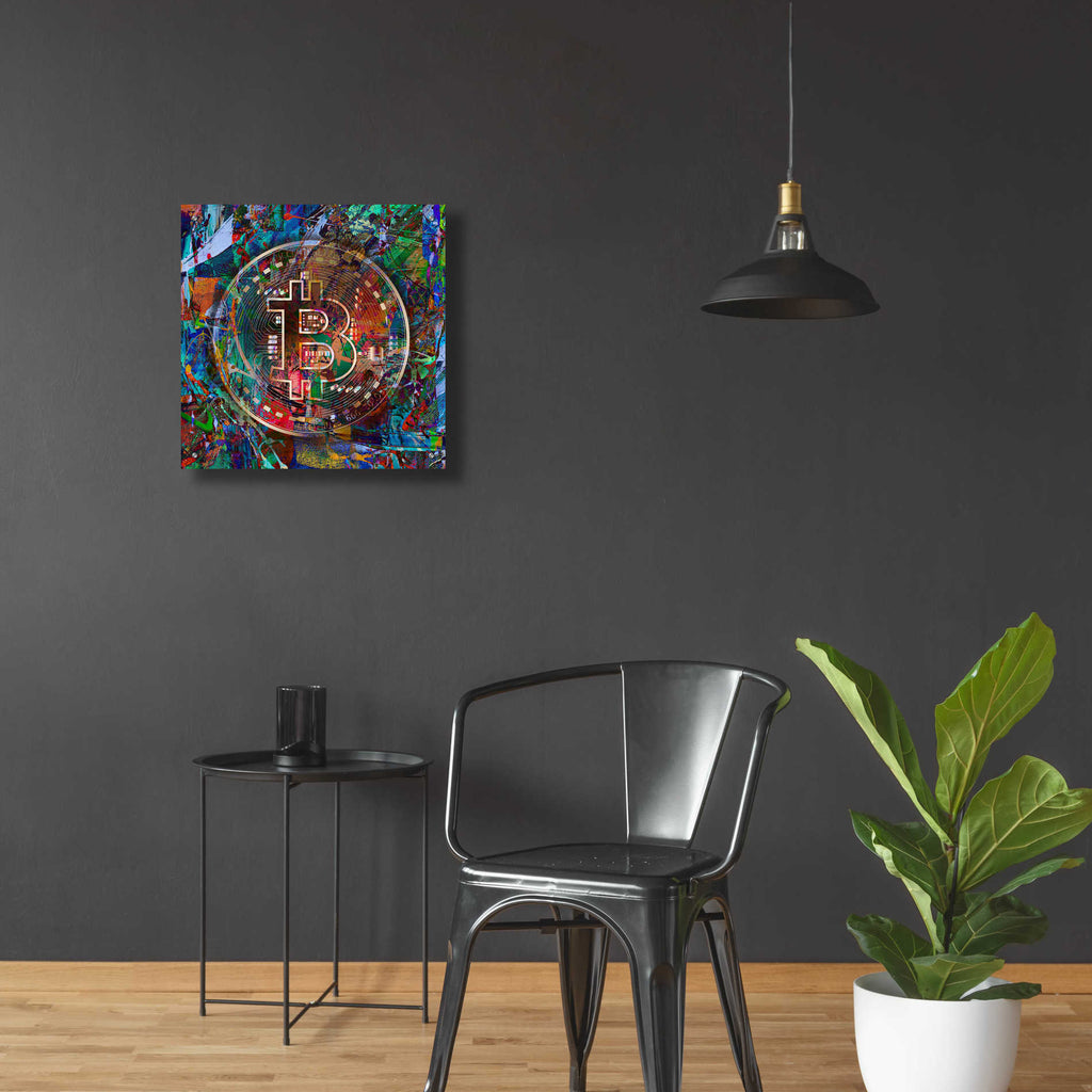 Epic Art 'Bitcoin Bronze Abstract' by Epic Portfolio Acrylic Glass Wall Art,24x24