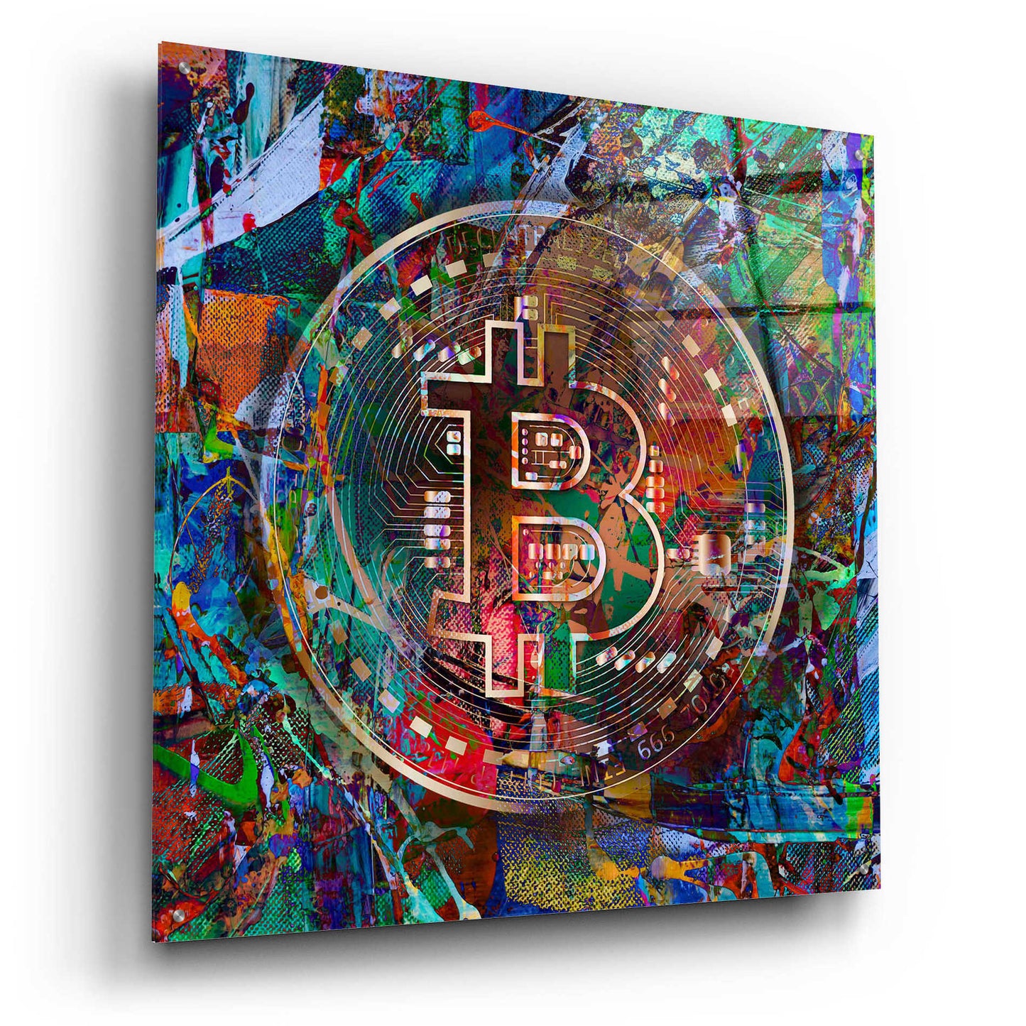 Epic Art 'Bitcoin Bronze Abstract' by Epic Portfolio Acrylic Glass Wall Art,36x36