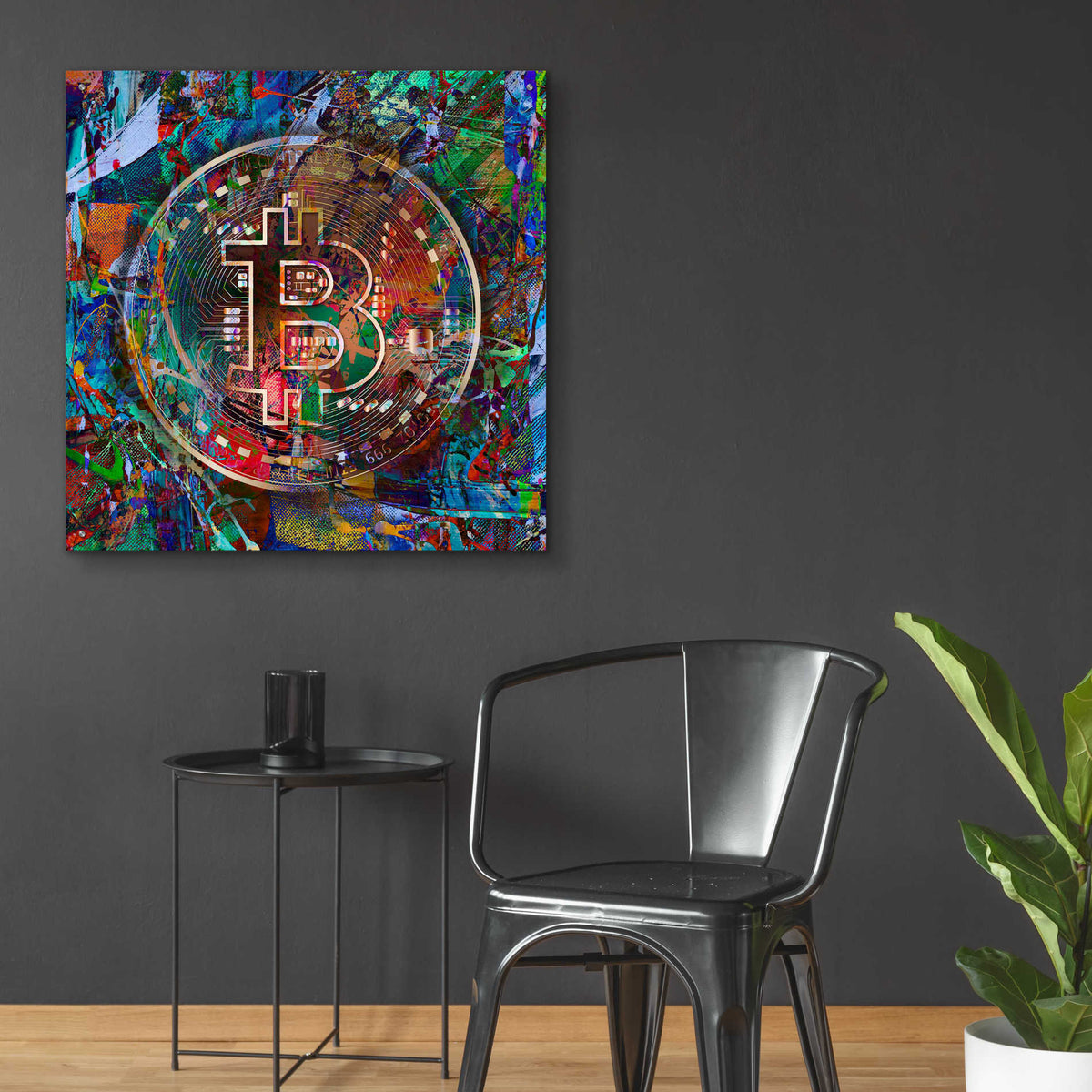 Epic Art 'Bitcoin Bronze Abstract' by Epic Portfolio Acrylic Glass Wall Art,36x36