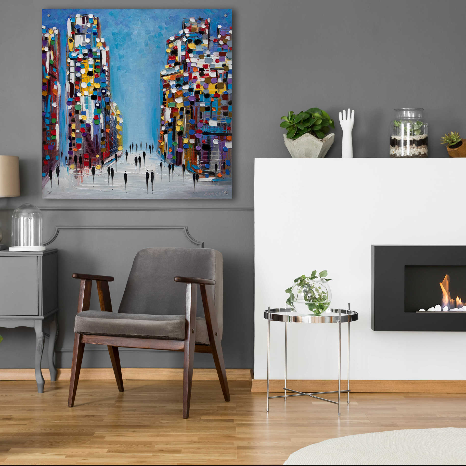 Epic Art 'Cityscape' by Ekaterina Ermilkina Acrylic Glass Wall Art,36x36