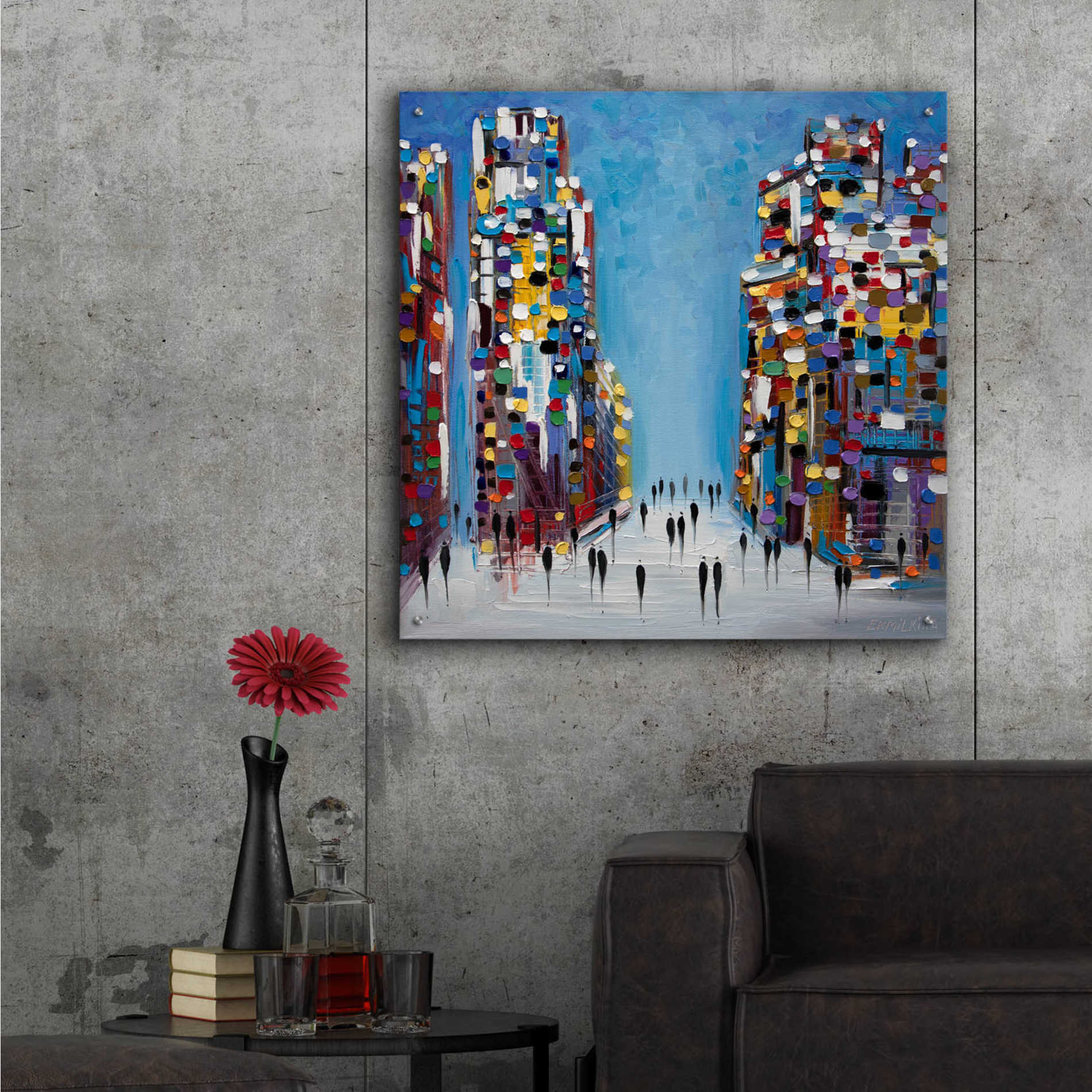 Epic Art 'Cityscape' by Ekaterina Ermilkina Acrylic Glass Wall Art,36x36