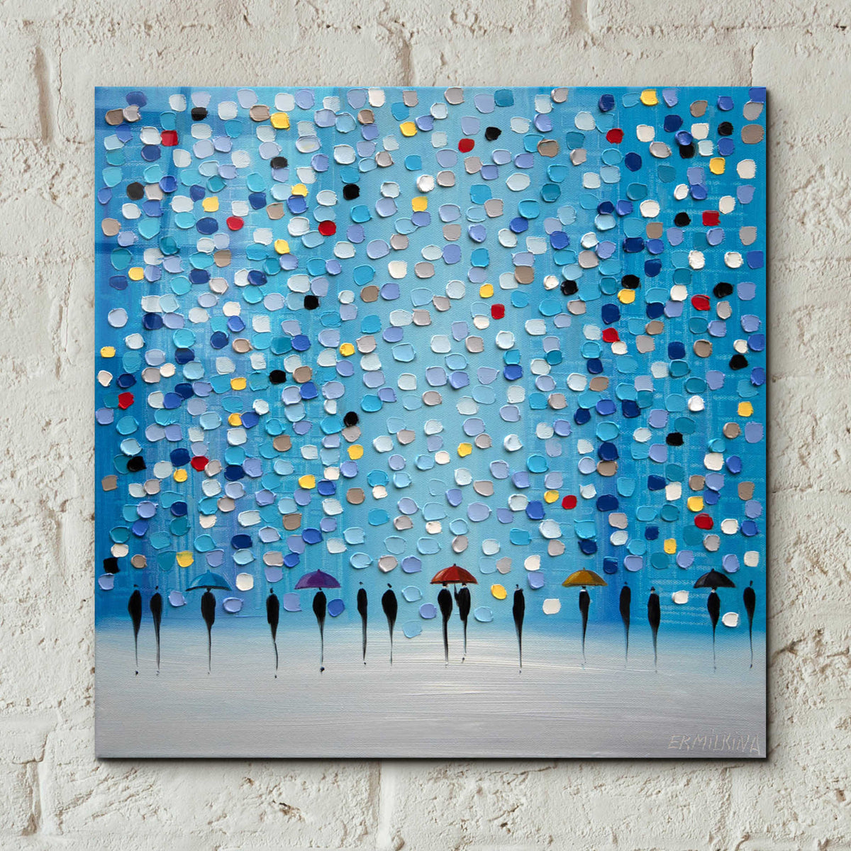 Epic Art 'Colorful City Umbrellas' by Ekaterina Ermilkina Acrylic Glass Wall Art,12x12