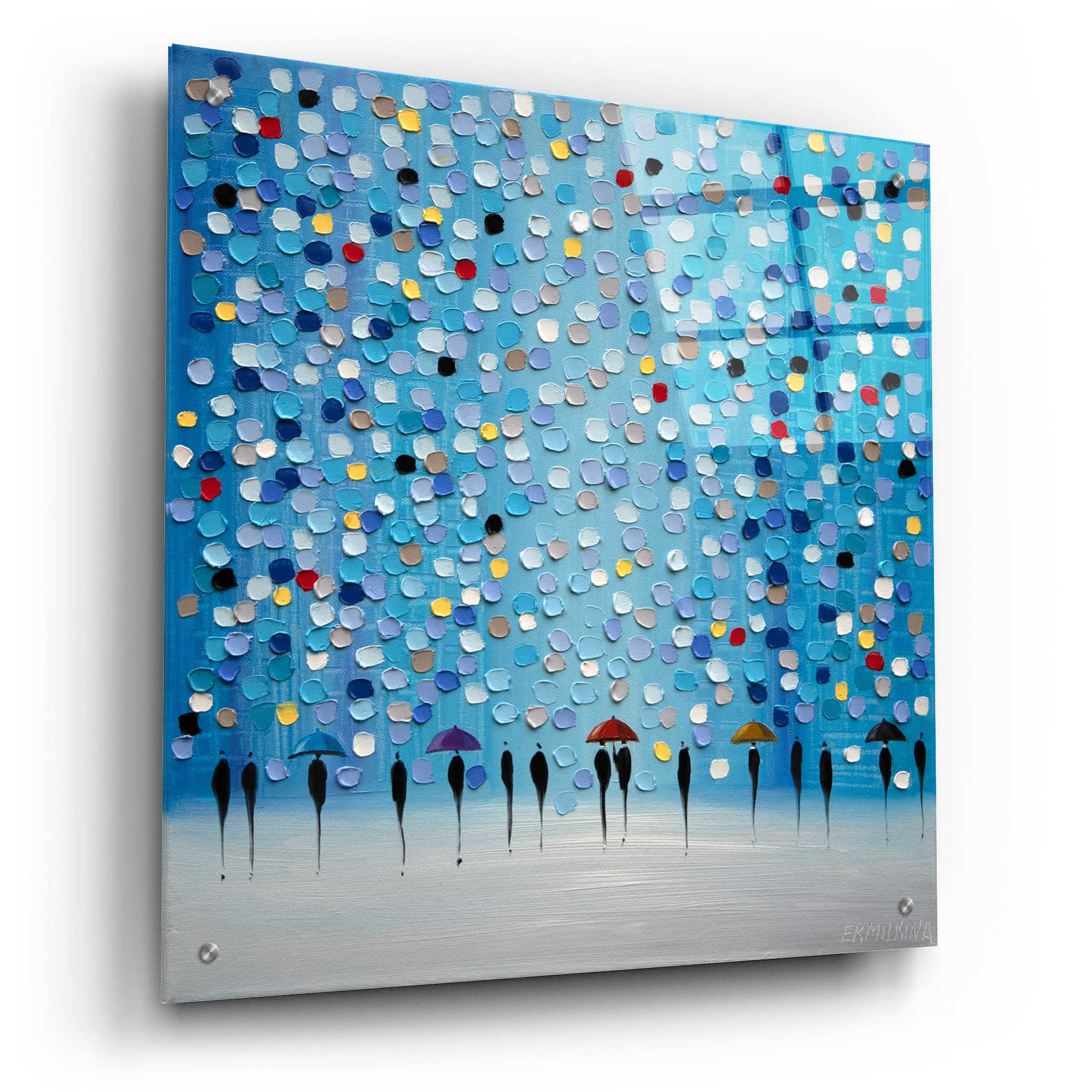 Epic Art 'Colorful City Umbrellas' by Ekaterina Ermilkina Acrylic Glass Wall Art,24x24