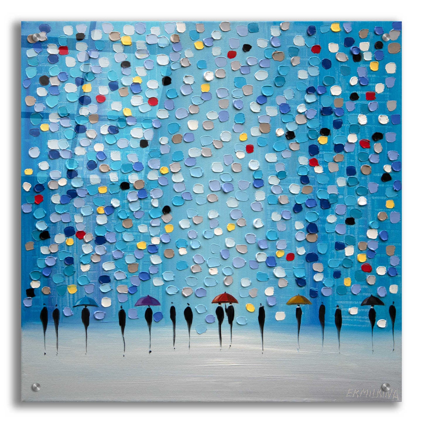 Epic Art 'Colorful City Umbrellas' by Ekaterina Ermilkina Acrylic Glass Wall Art,24x24
