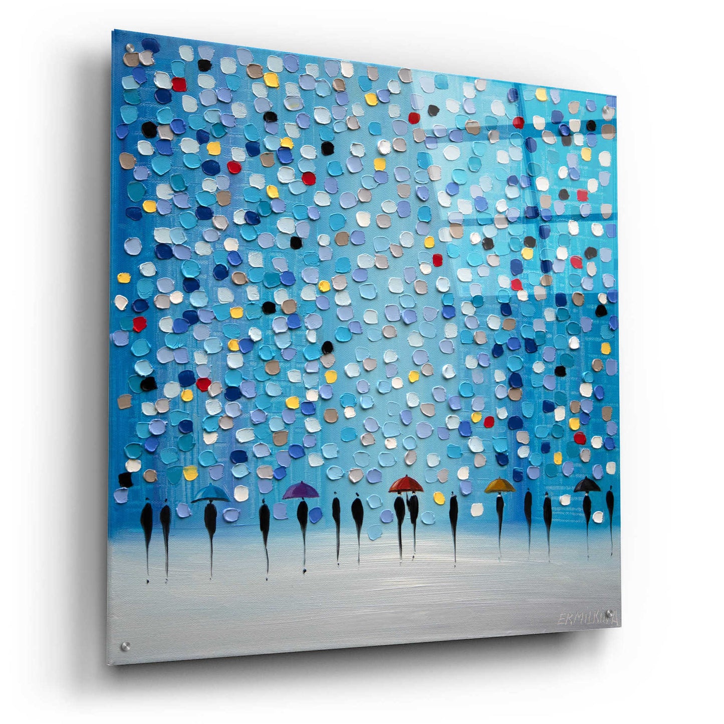 Epic Art 'Colorful City Umbrellas' by Ekaterina Ermilkina Acrylic Glass Wall Art,36x36