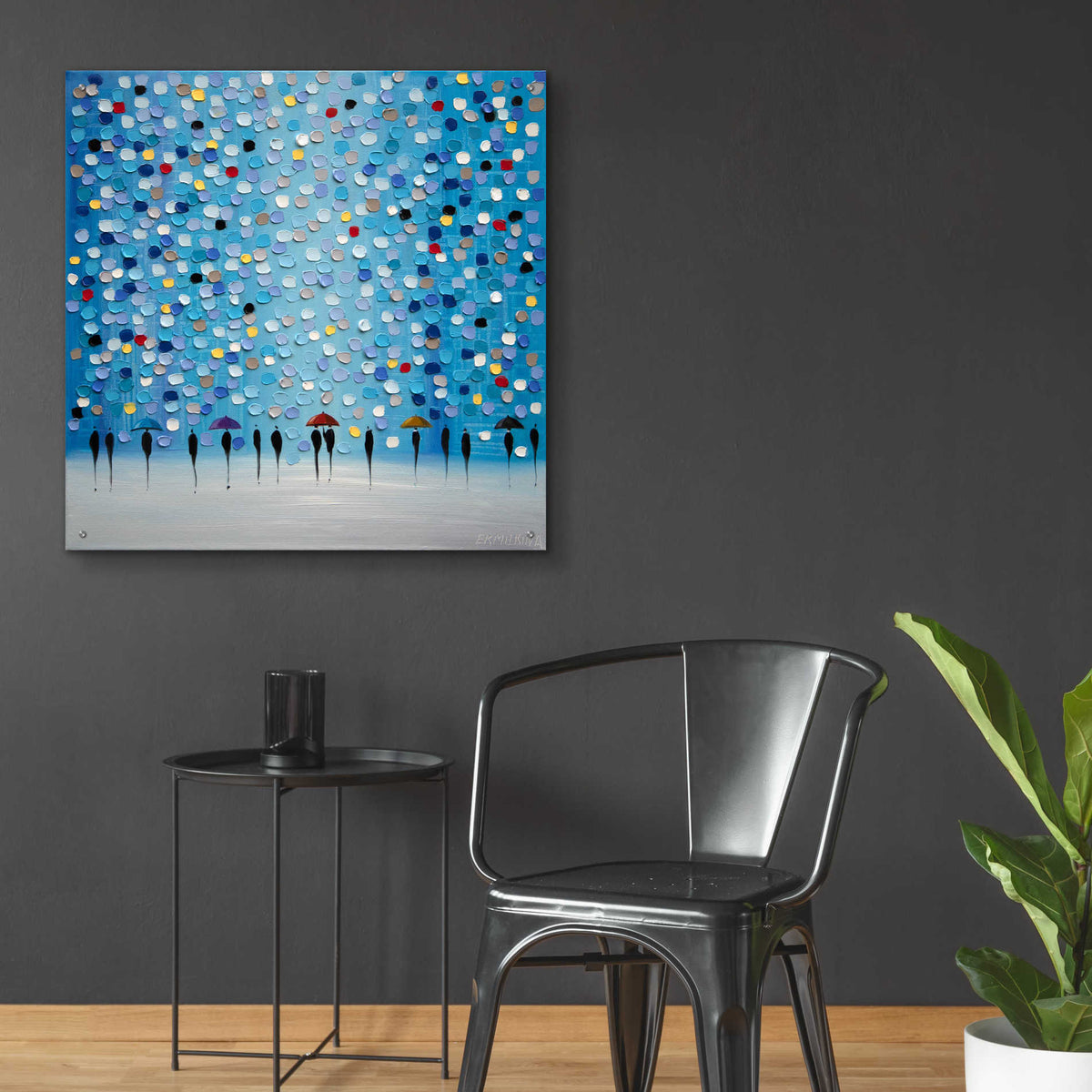 Epic Art 'Colorful City Umbrellas' by Ekaterina Ermilkina Acrylic Glass Wall Art,36x36
