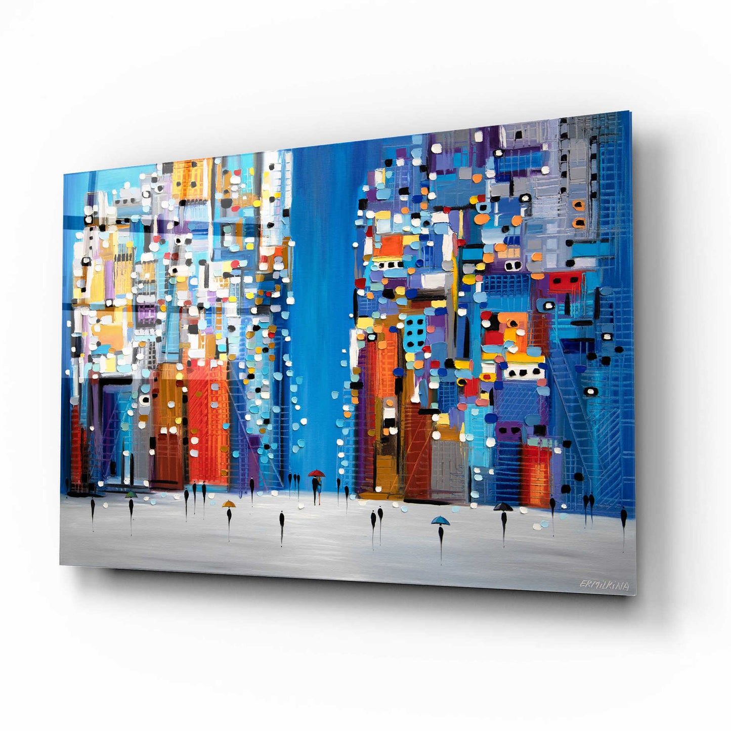 Epic Art 'Night Square' by Ekaterina Ermilkina Acrylic Glass Wall Art,16x12