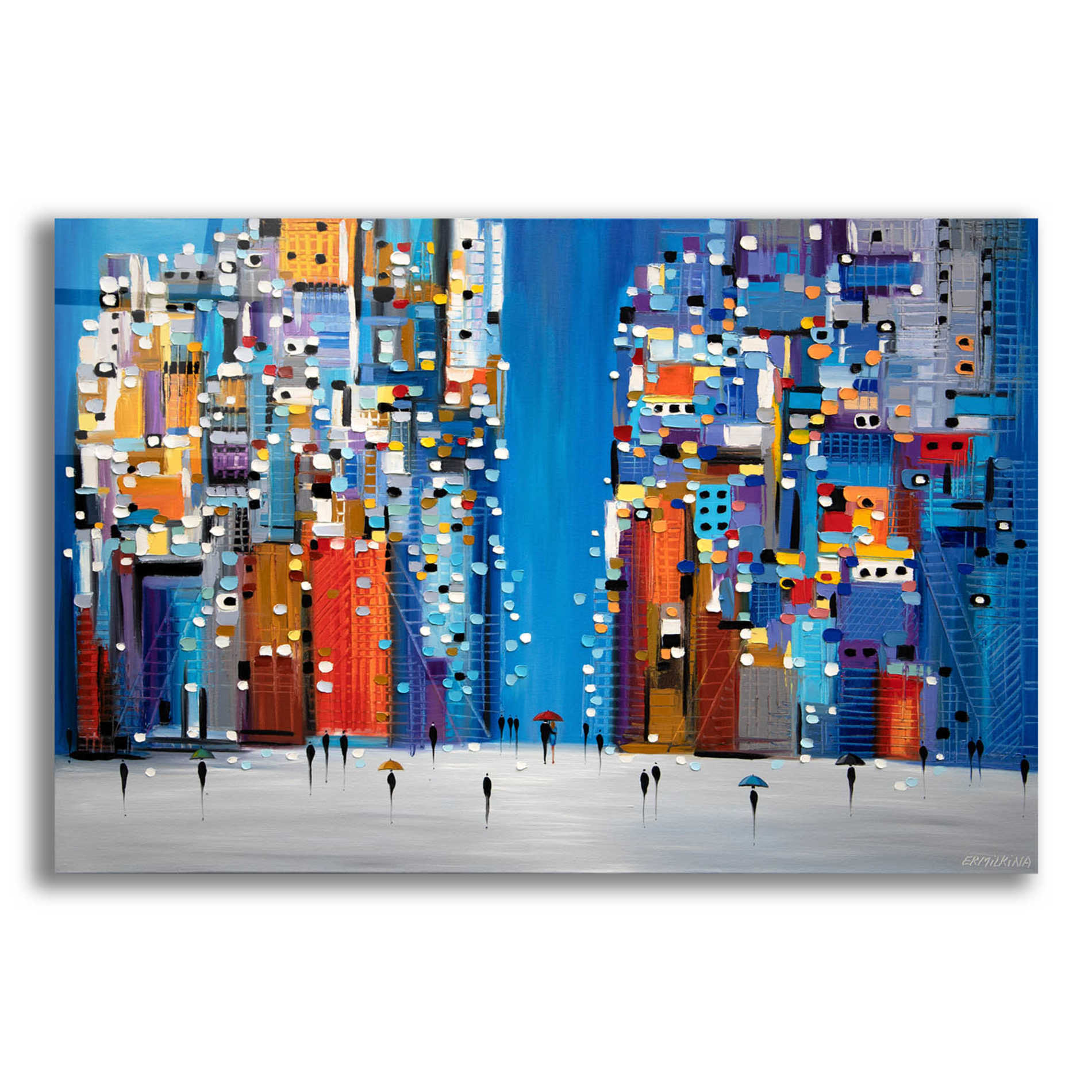 Epic Art 'Night Square' by Ekaterina Ermilkina Acrylic Glass Wall Art,16x12