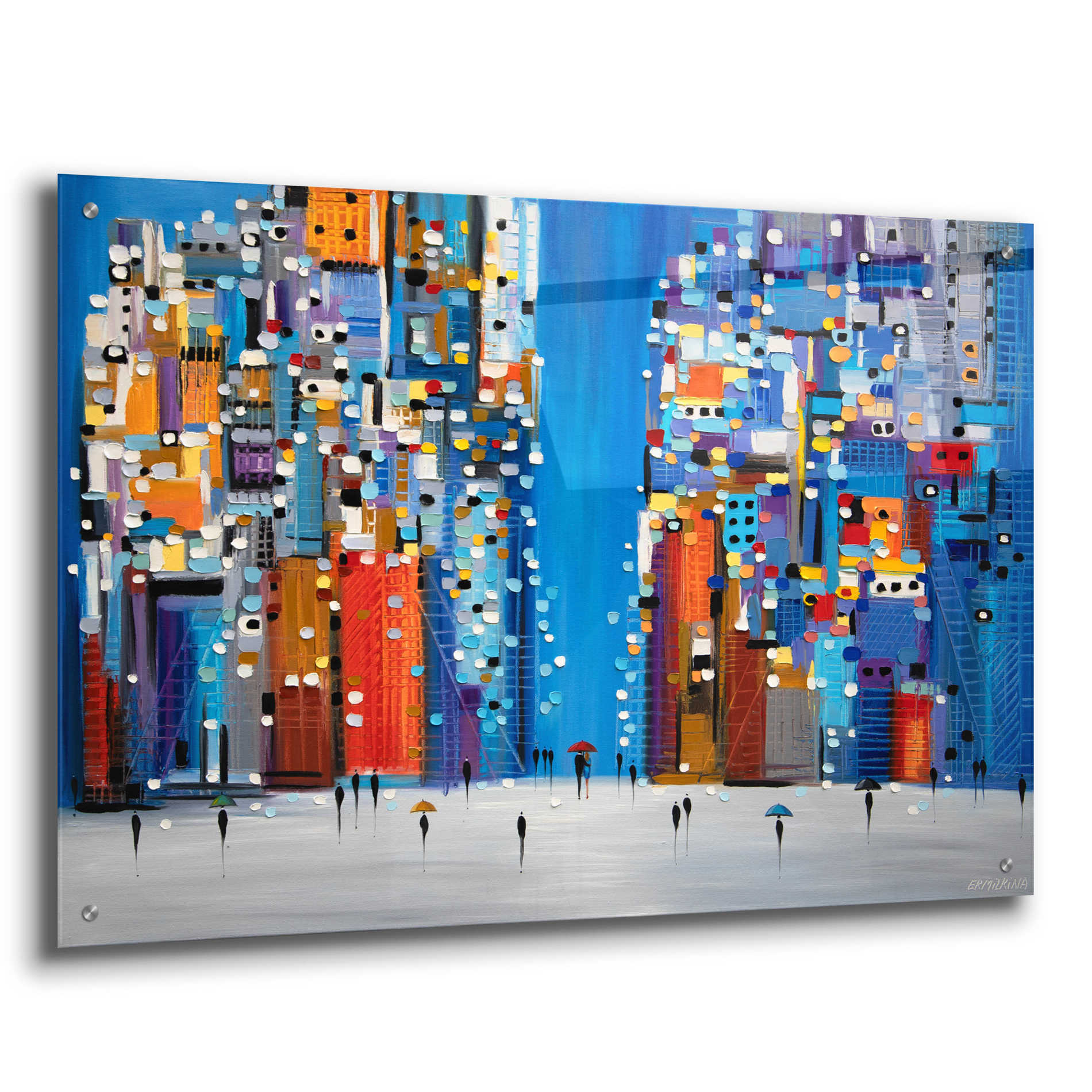 Epic Art 'Night Square' by Ekaterina Ermilkina Acrylic Glass Wall Art,36x24