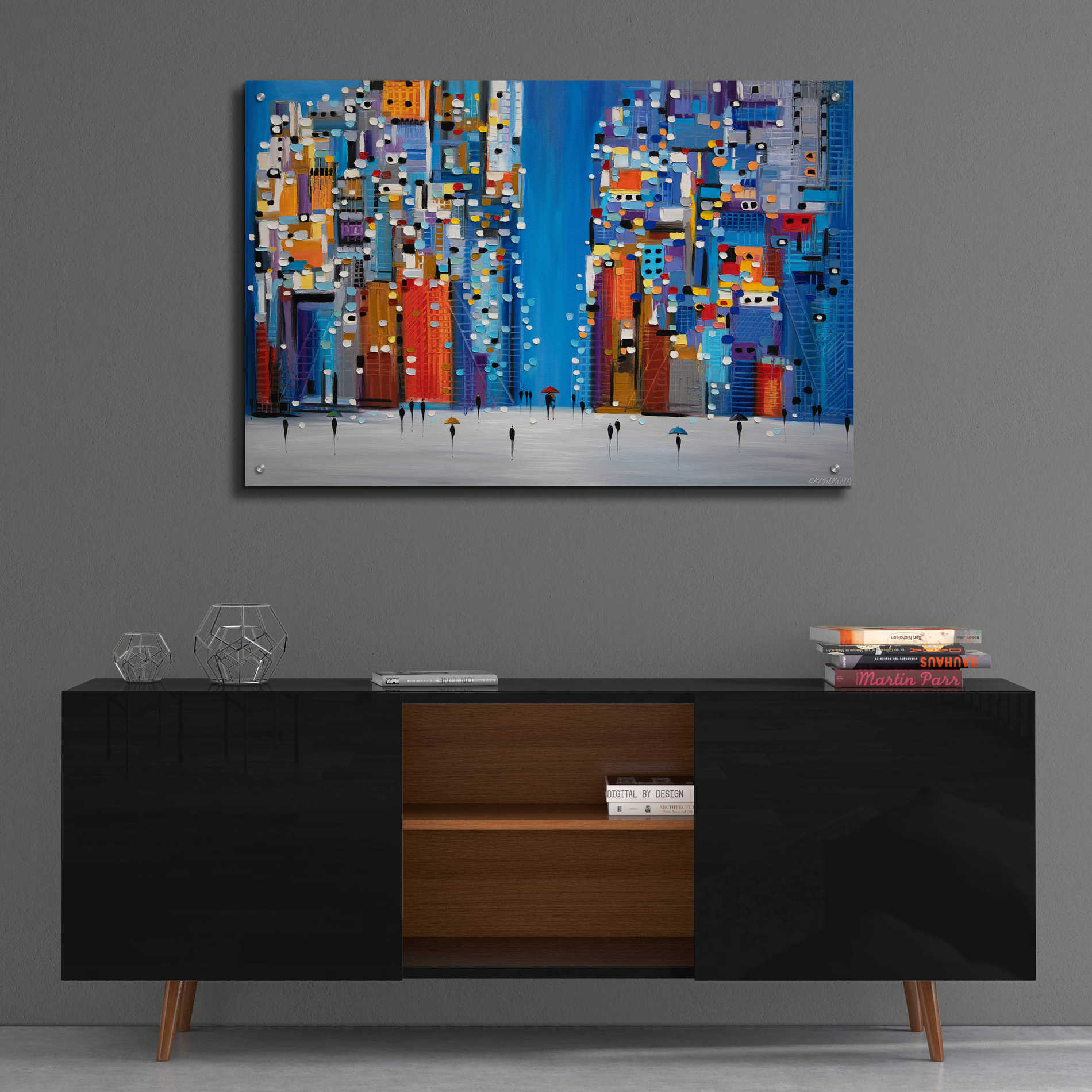 Epic Art 'Night Square' by Ekaterina Ermilkina Acrylic Glass Wall Art,36x24