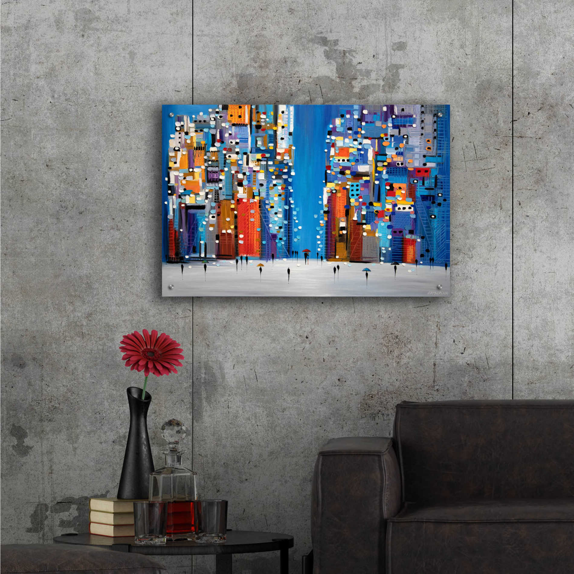 Epic Art 'Night Square' by Ekaterina Ermilkina Acrylic Glass Wall Art,36x24