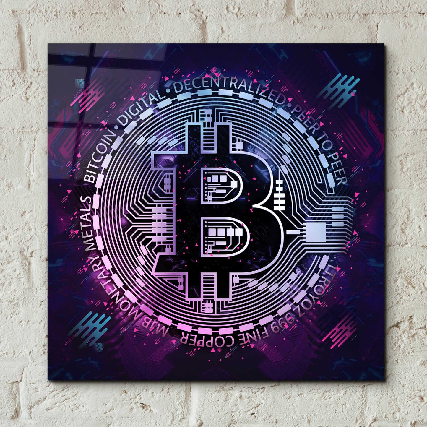Epic Art 'Bitcoin 80s' by Cameron Gray Acrylic Glass Wall Art,12x12