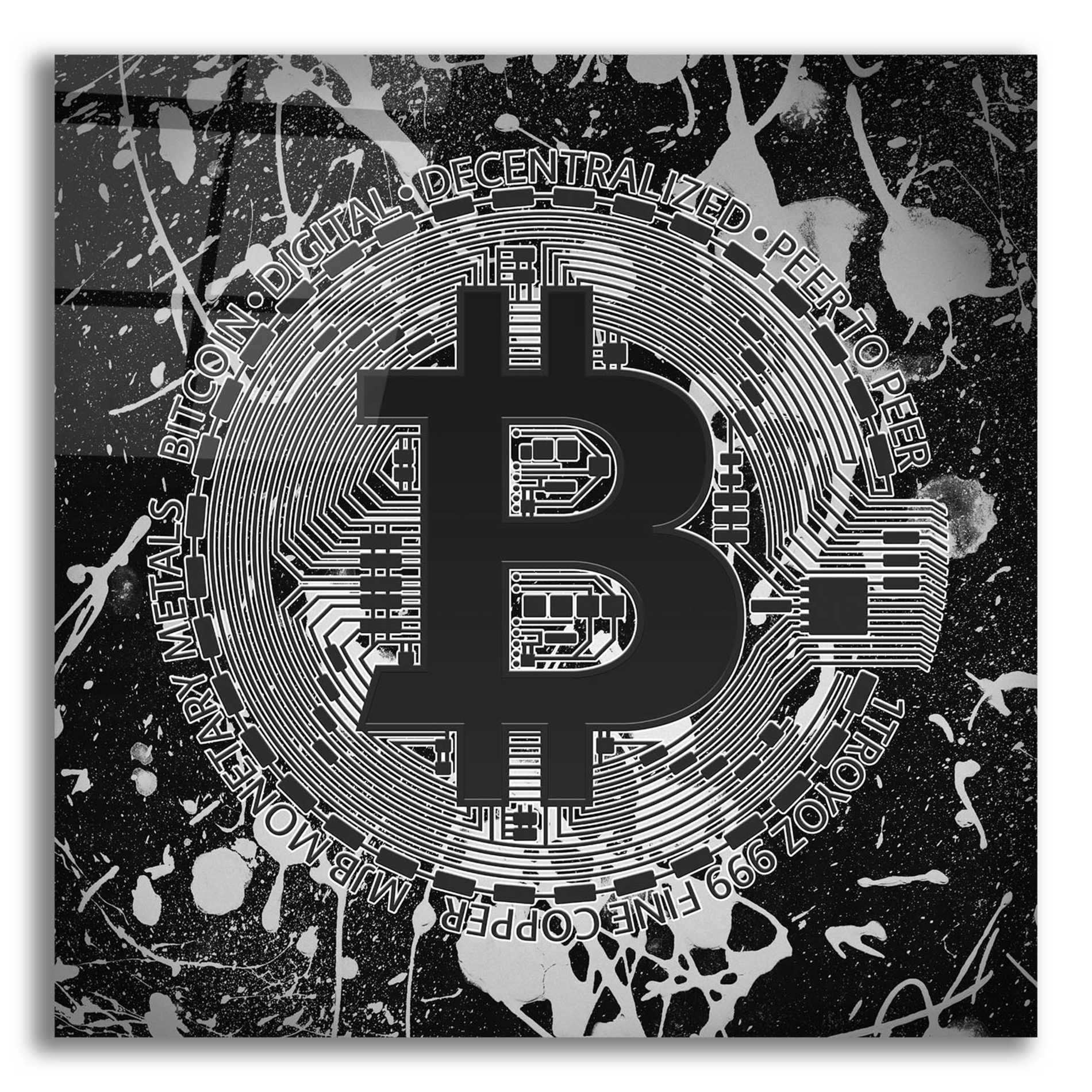 Epic Art 'Bitcoin Black Ice' by Cameron Gray Acrylic Glass Wall Art,12x12