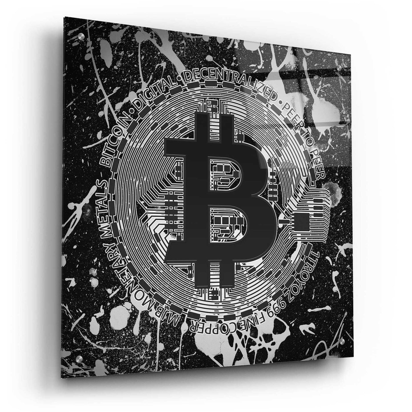 Epic Art 'Bitcoin Black Ice' by Cameron Gray Acrylic Glass Wall Art,24x24
