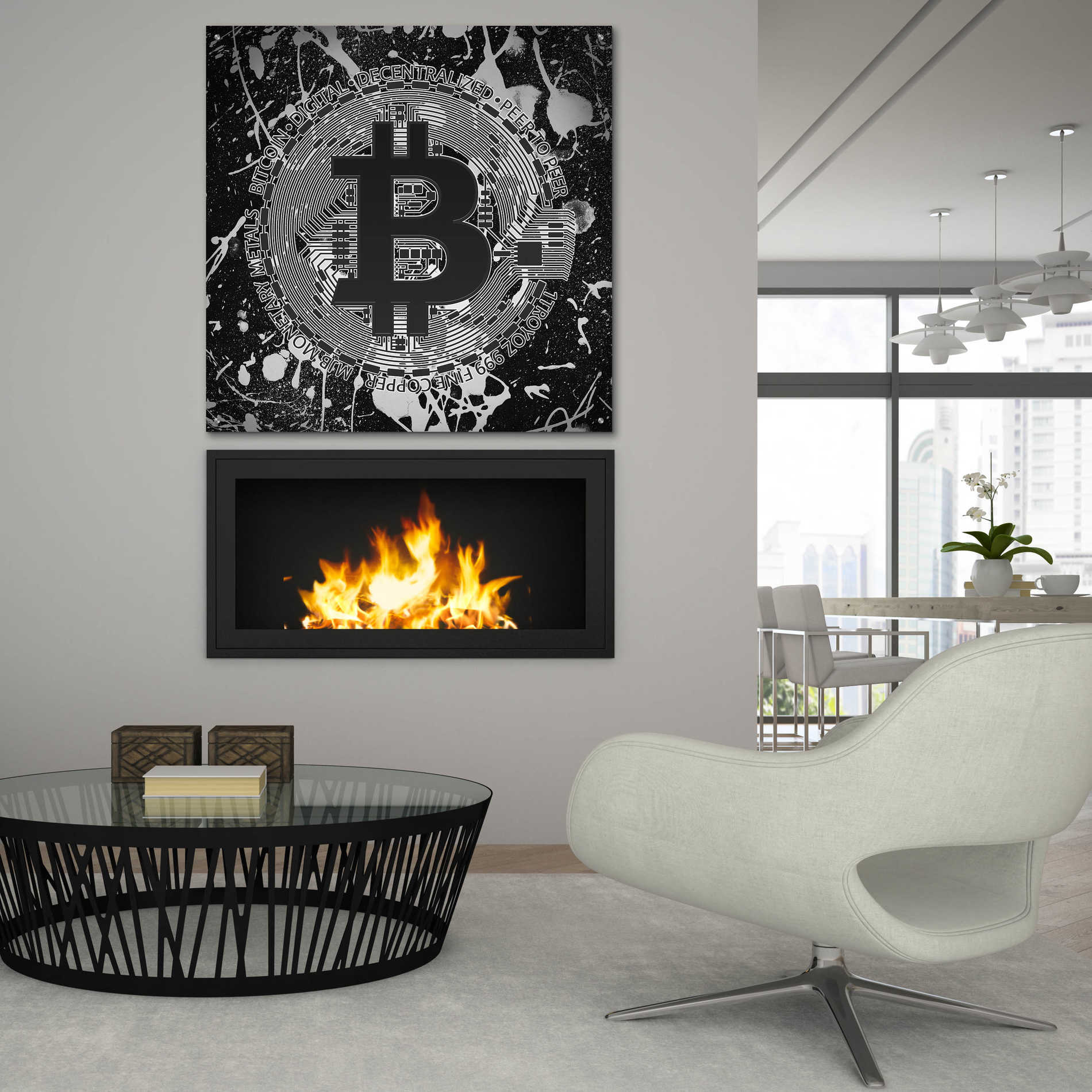 Epic Art 'Bitcoin Black Ice' by Cameron Gray Acrylic Glass Wall Art,36x36