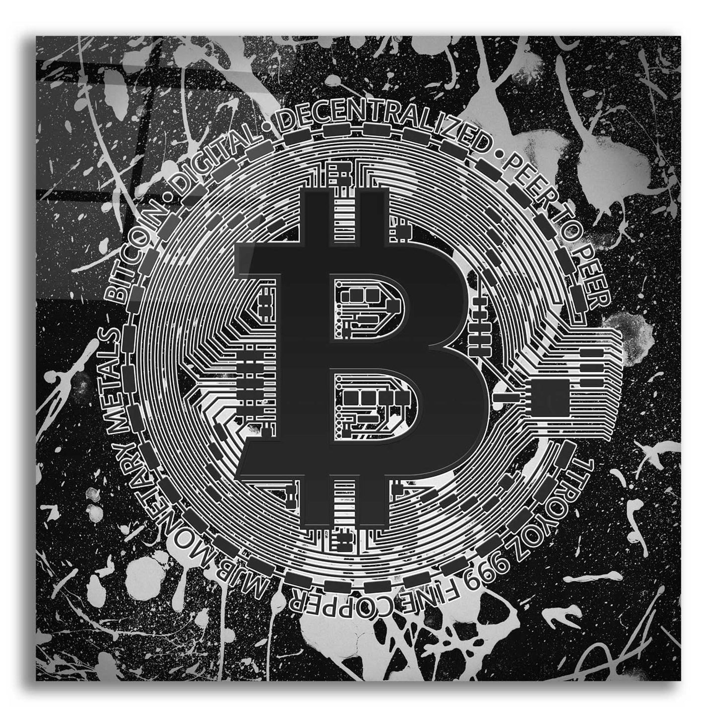 Epic Art 'Bitcoin Black Ice' by Cameron Gray Acrylic Glass Wall Art