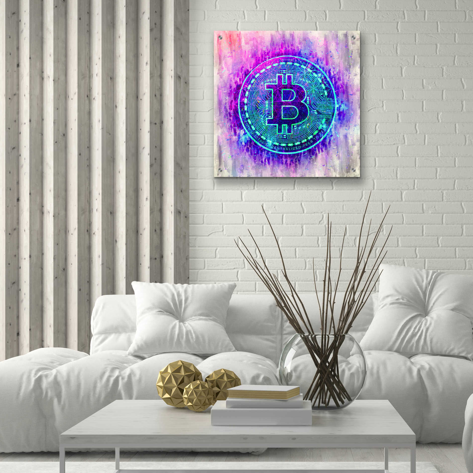 Epic Art 'Bitcoin Melt' by Cameron Gray Acrylic Glass Wall Art,24x24