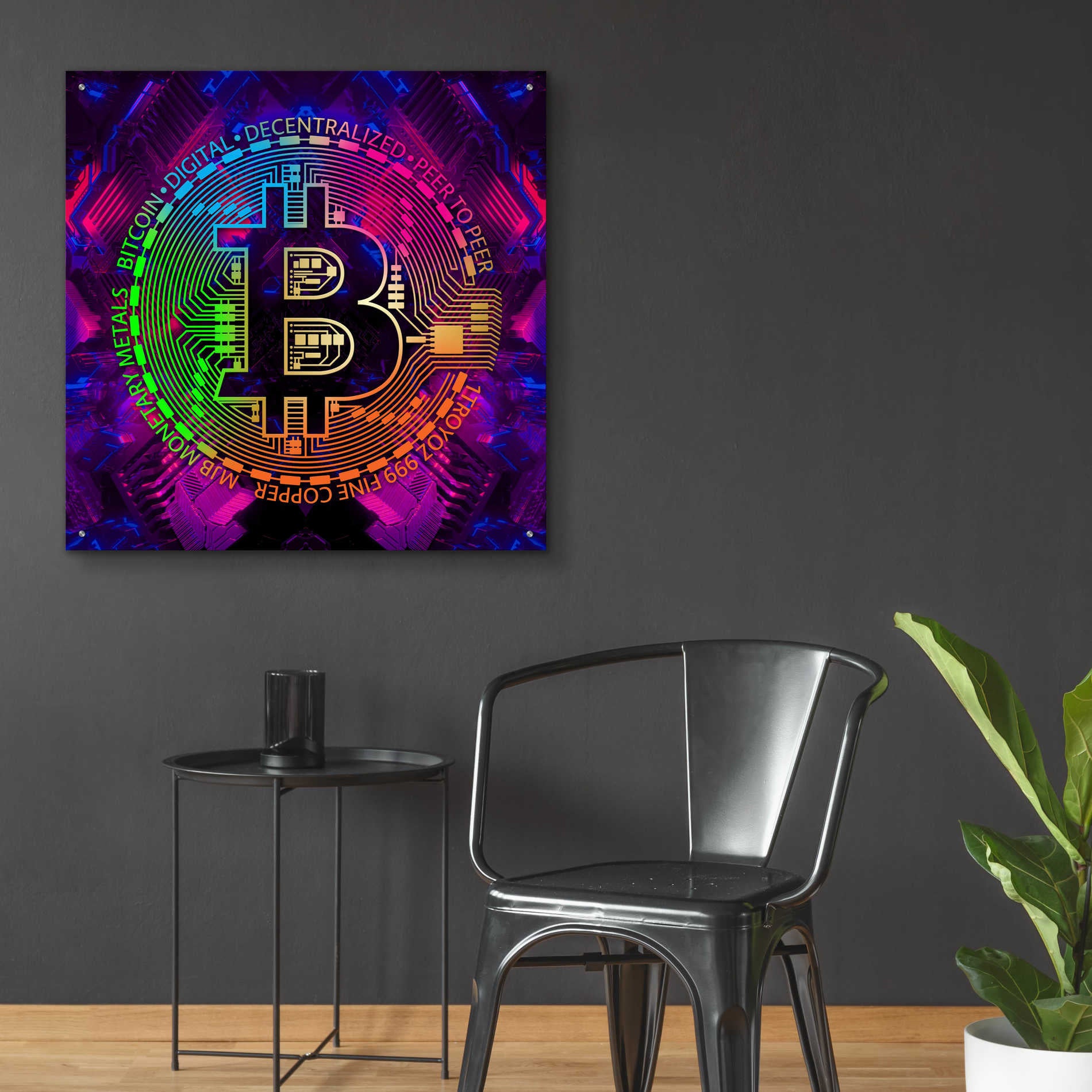 Epic Art 'Bitcoin Rainbow' by Cameron Gray Acrylic Glass Wall Art,36x36