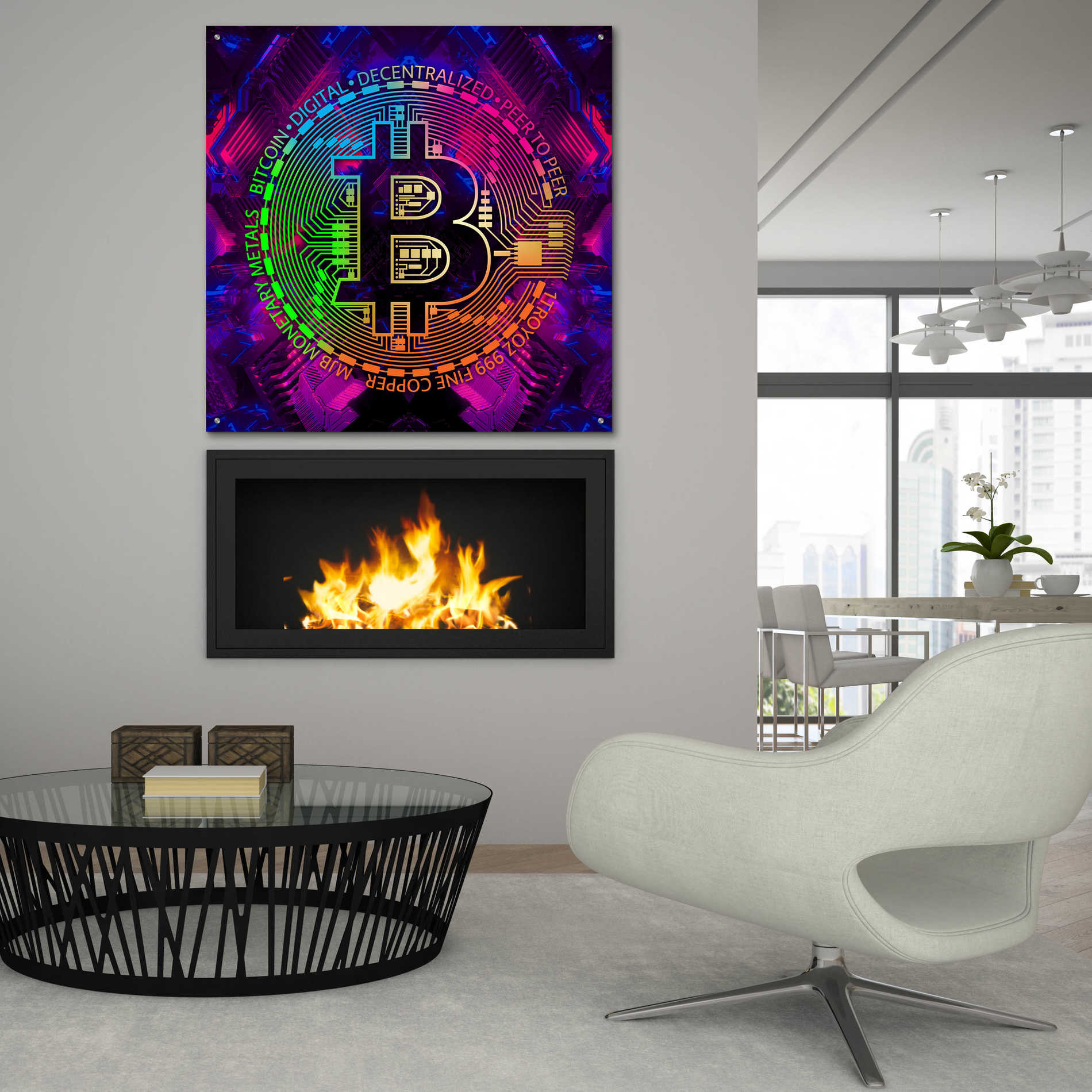 Epic Art 'Bitcoin Rainbow' by Cameron Gray Acrylic Glass Wall Art,36x36