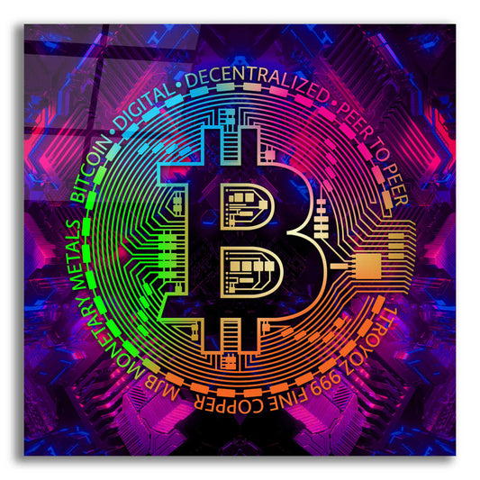 Epic Art 'Bitcoin Rainbow' by Cameron Gray Acrylic Glass Wall Art