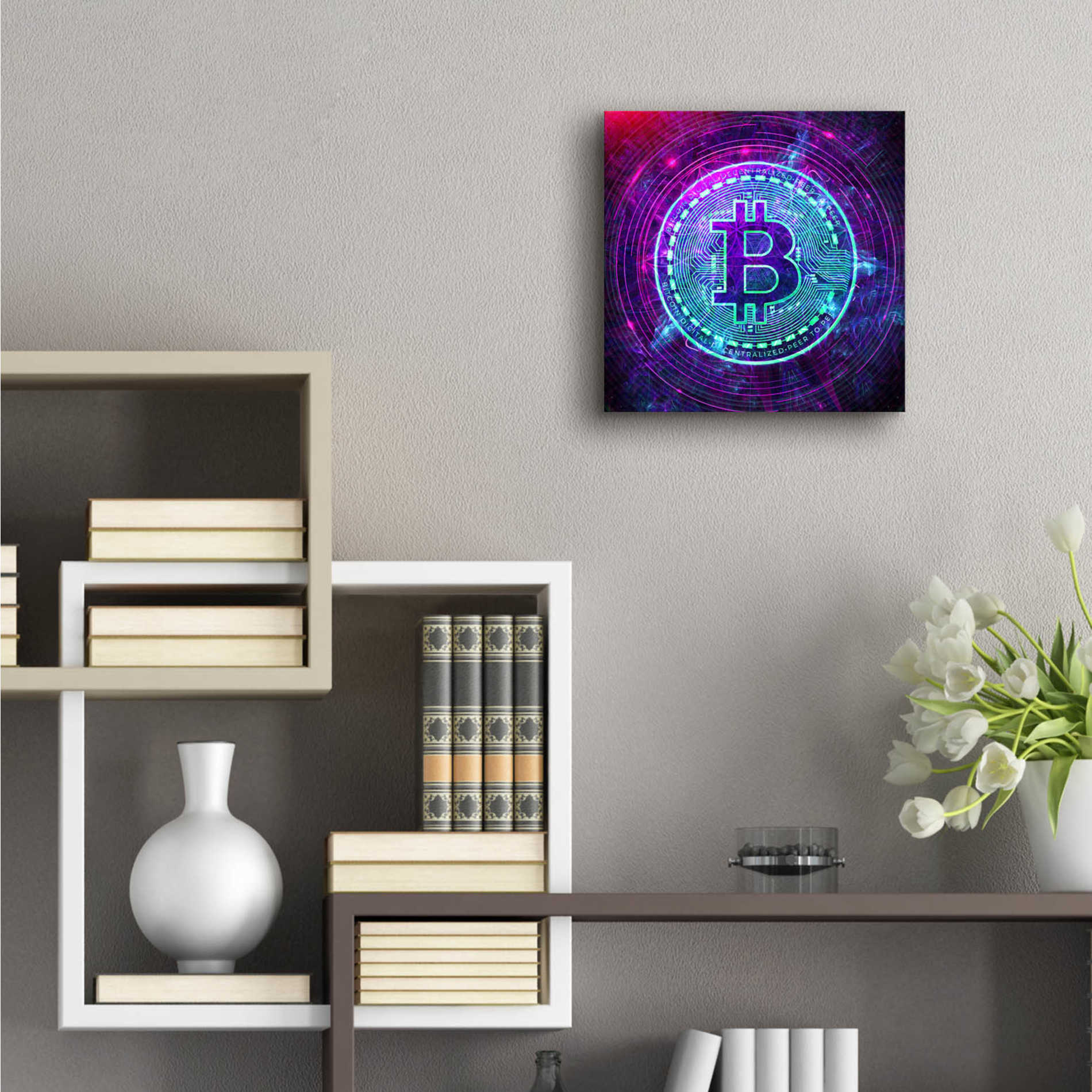 Epic Art 'Bitcoin Wave' by Cameron Gray Acrylic Glass Wall Art,12x12