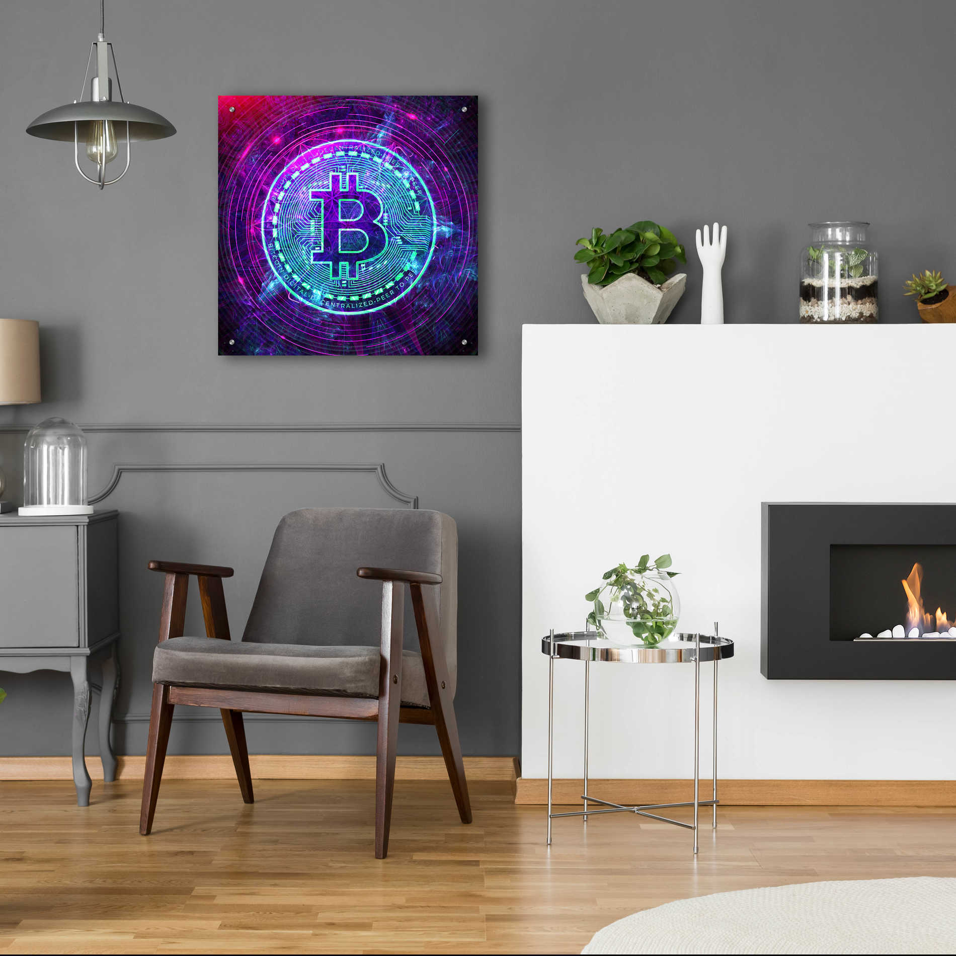 Epic Art 'Bitcoin Wave' by Cameron Gray Acrylic Glass Wall Art,24x24