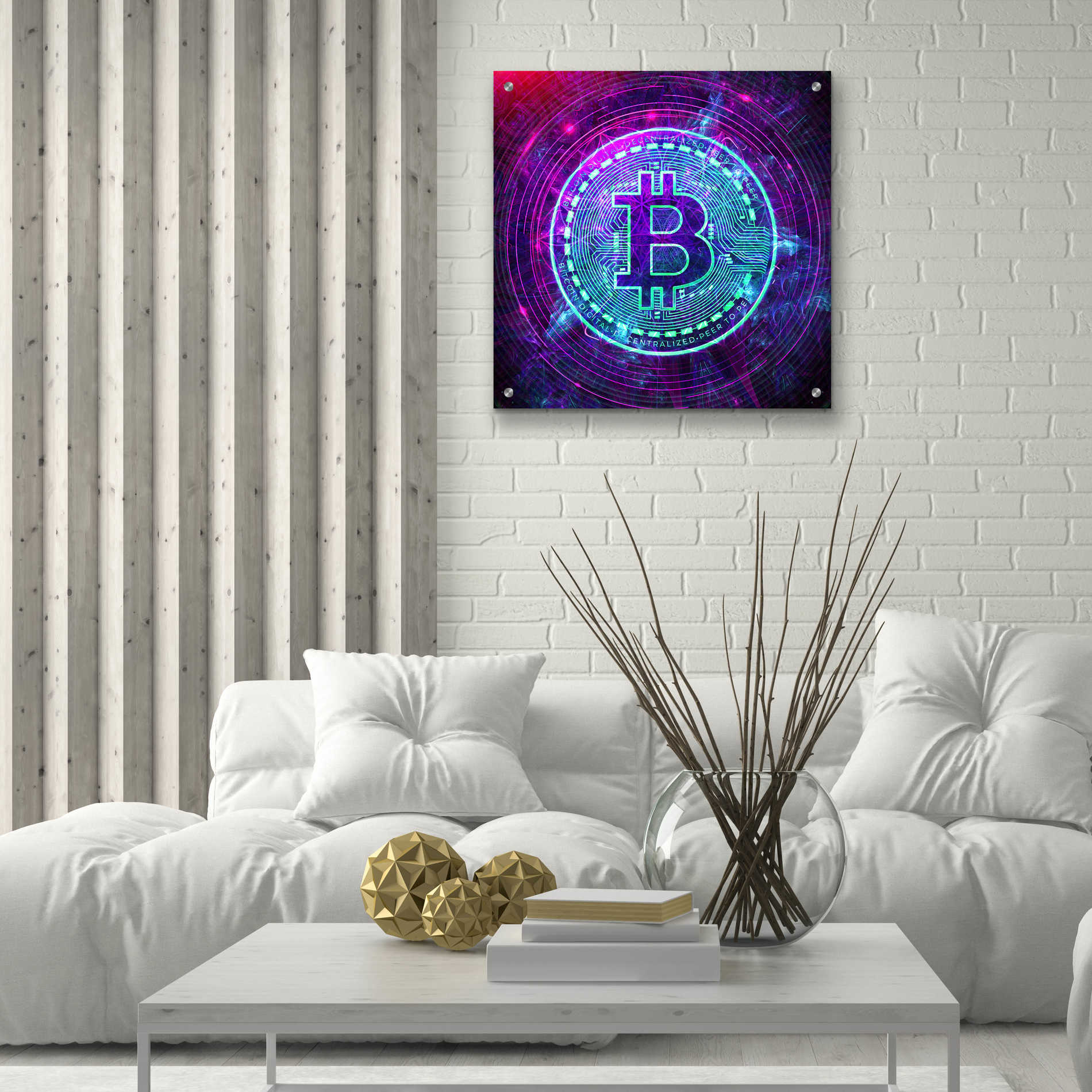 Epic Art 'Bitcoin Wave' by Cameron Gray Acrylic Glass Wall Art,24x24