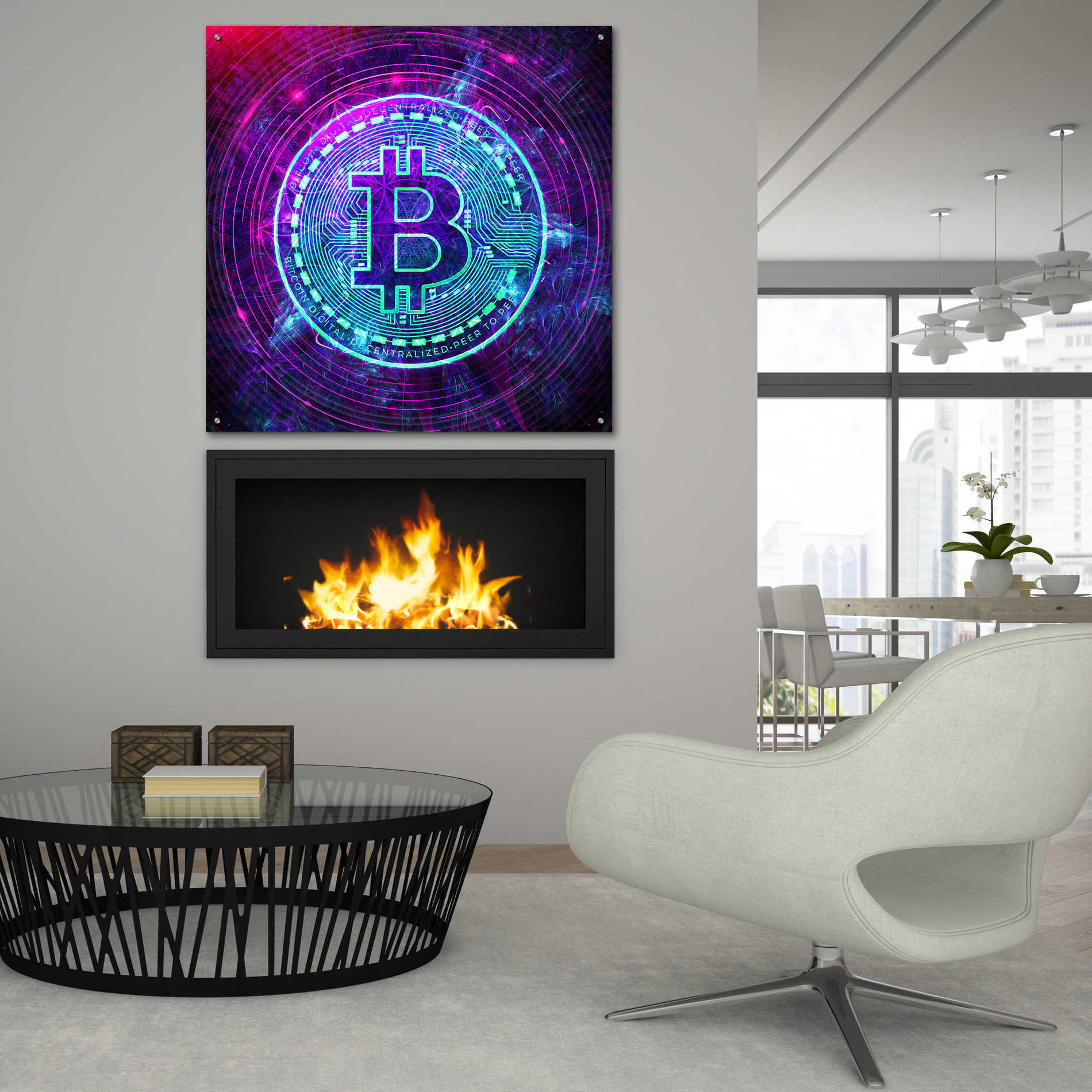 Epic Art 'Bitcoin Wave' by Cameron Gray Acrylic Glass Wall Art,36x36