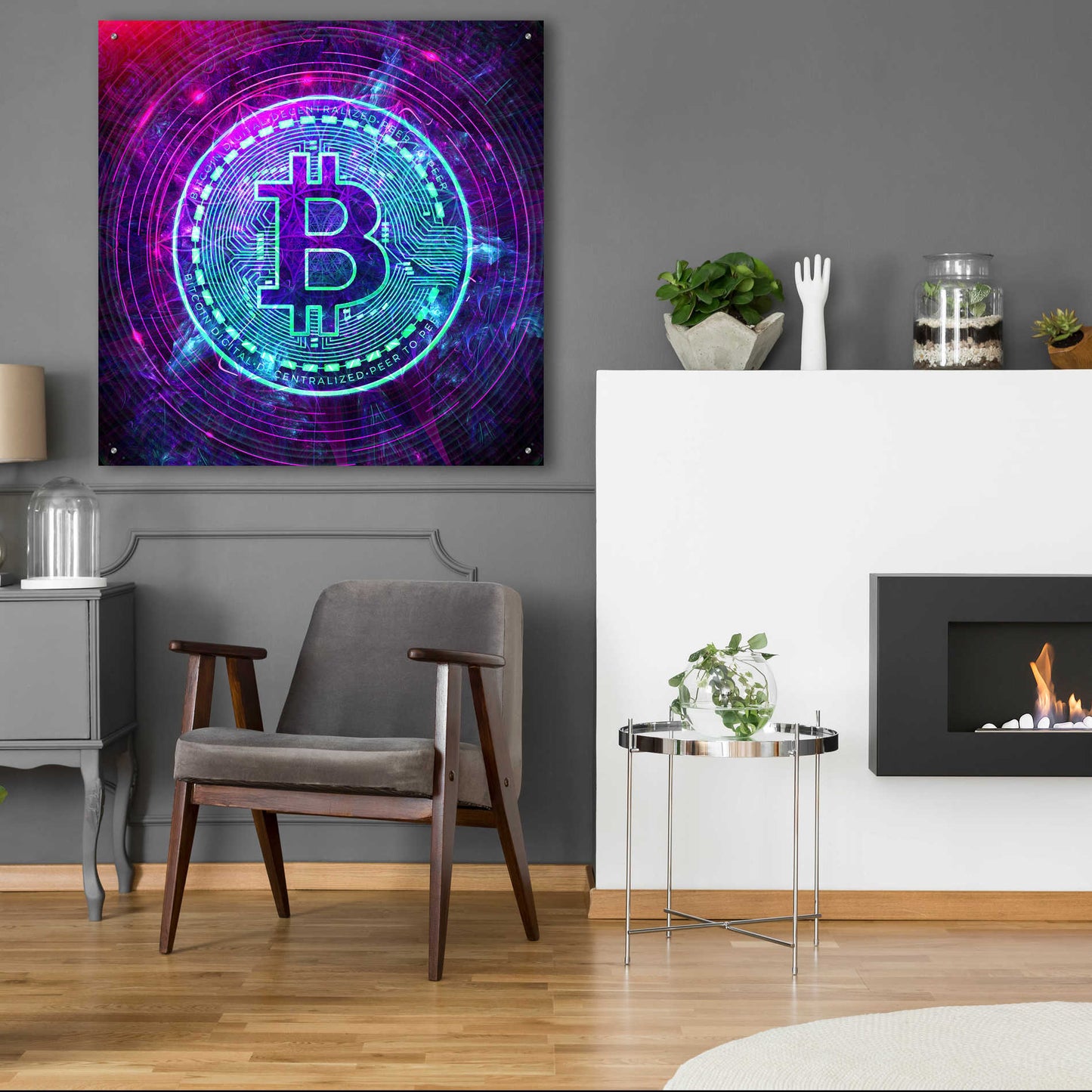 Epic Art 'Bitcoin Wave' by Cameron Gray Acrylic Glass Wall Art,36x36
