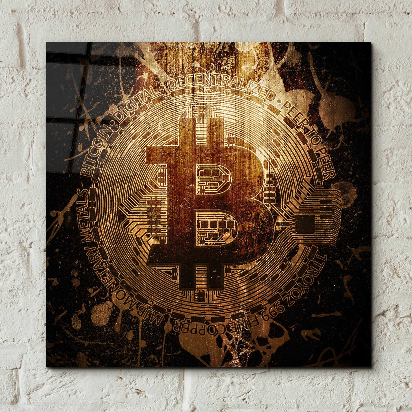 Epic Art 'Bitcoin Zinc' by Cameron Gray Acrylic Glass Wall Art,12x12
