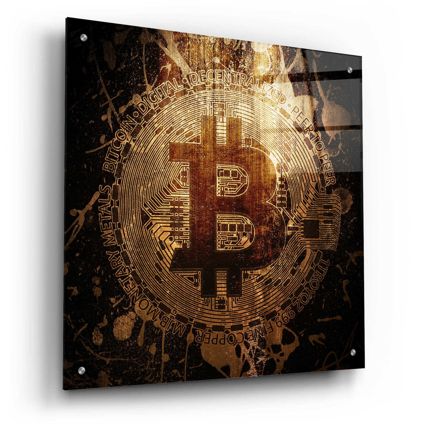 Epic Art 'Bitcoin Zinc' by Cameron Gray Acrylic Glass Wall Art,24x24