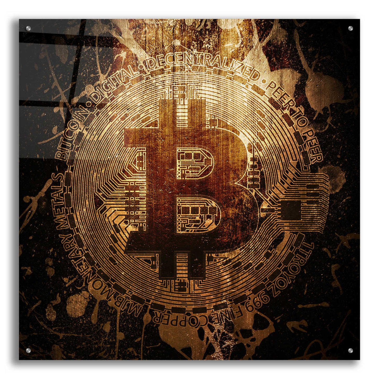 Epic Art 'Bitcoin Zinc' by Cameron Gray Acrylic Glass Wall Art,36x36