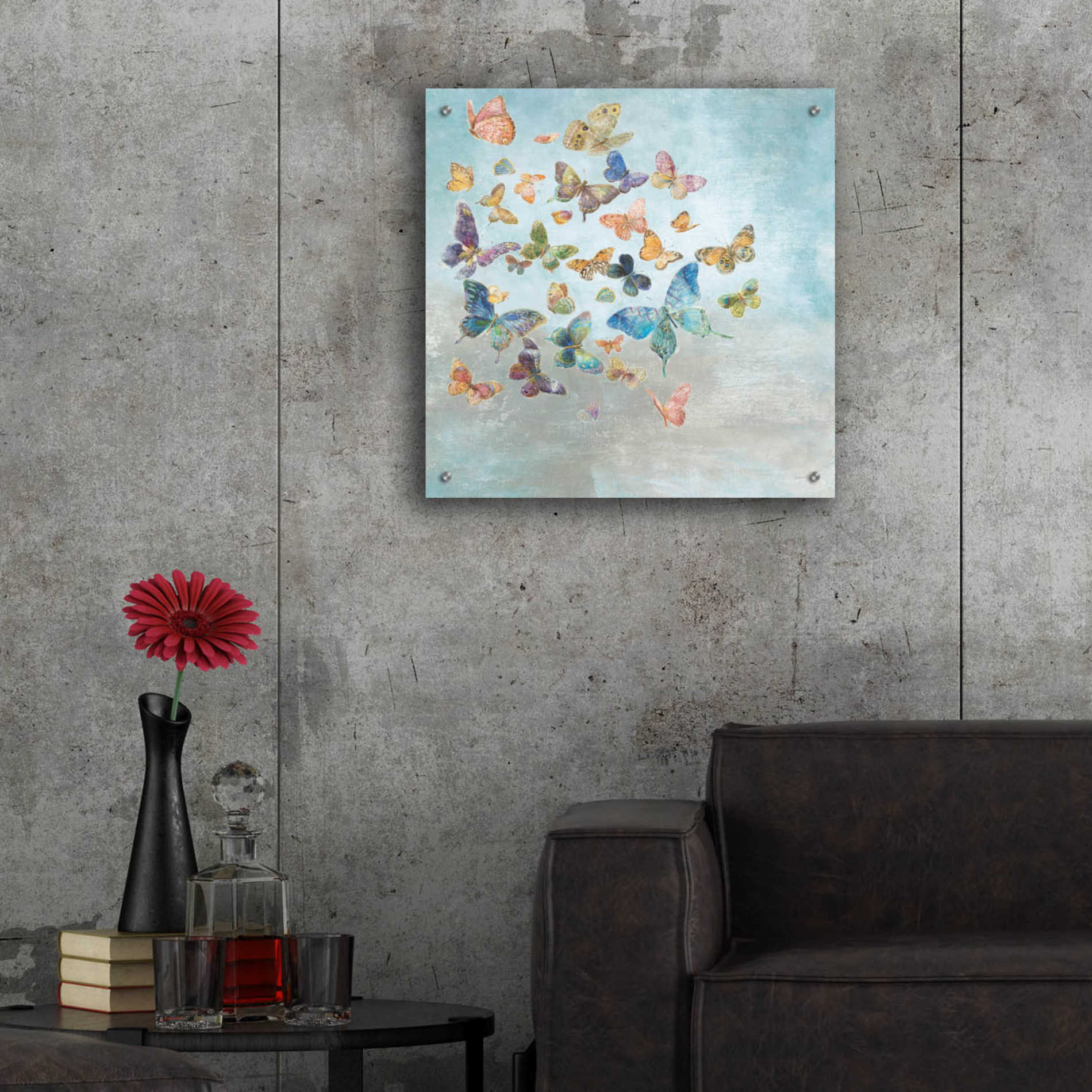 Epic Art 'Beautiful Butterflies v3 Square' by Danhui Nai, Acrylic Glass Wall Art,24x24