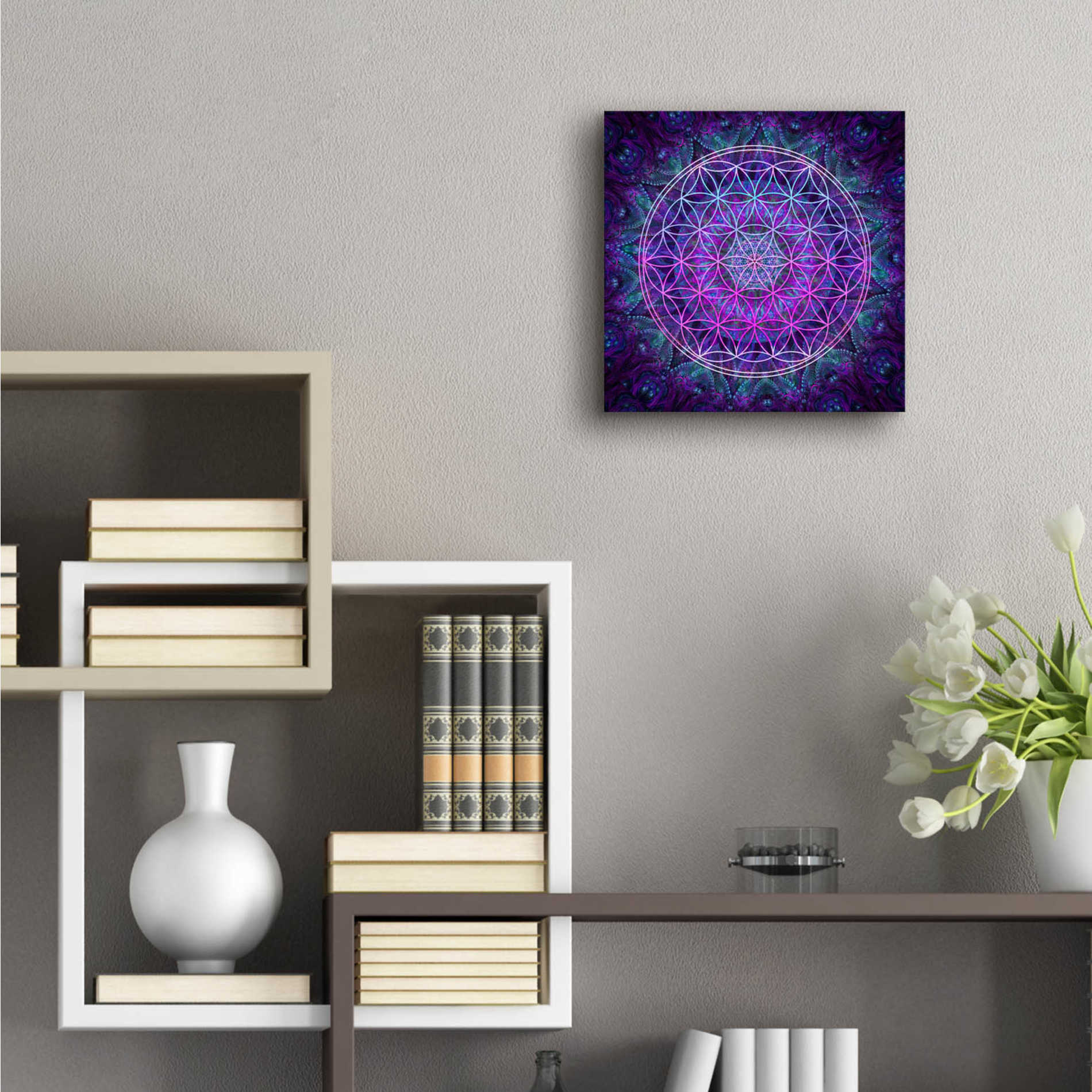 Epic Art 'Flower Of Life' by Cameron Gray Acrylic Glass Wall Art,12x12