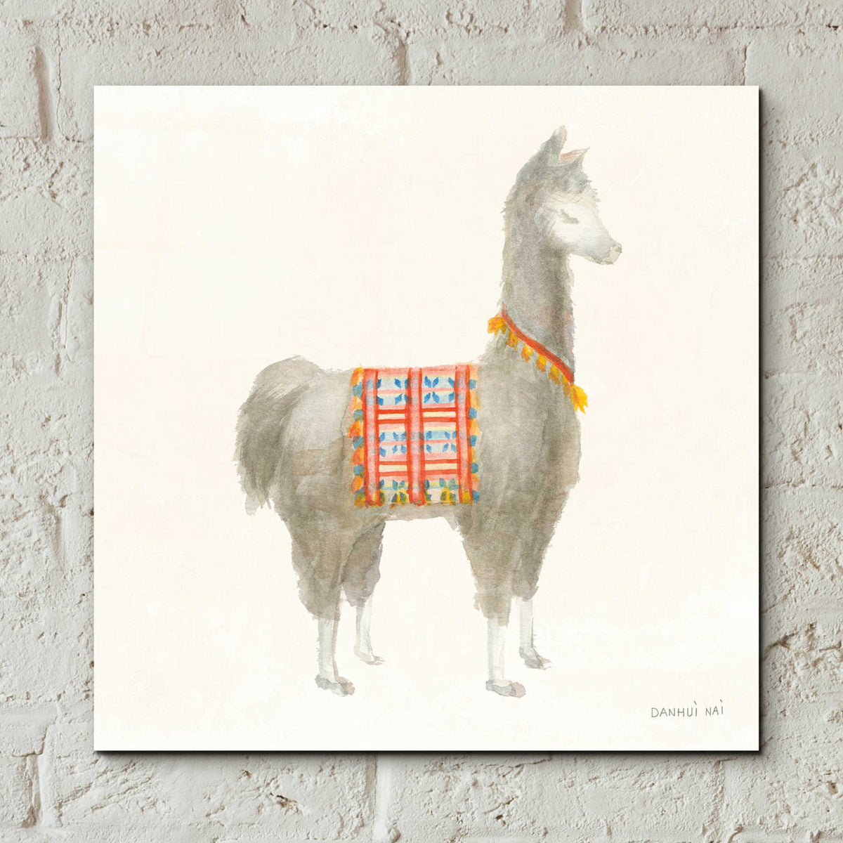Epic Art 'Festive Llama I' by Danhui Nai, Acrylic Glass Wall Art,12x12
