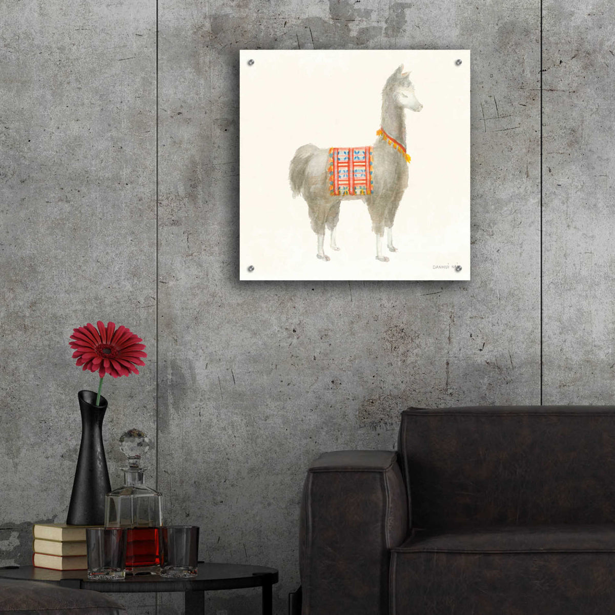 Epic Art 'Festive Llama I' by Danhui Nai, Acrylic Glass Wall Art,24x24