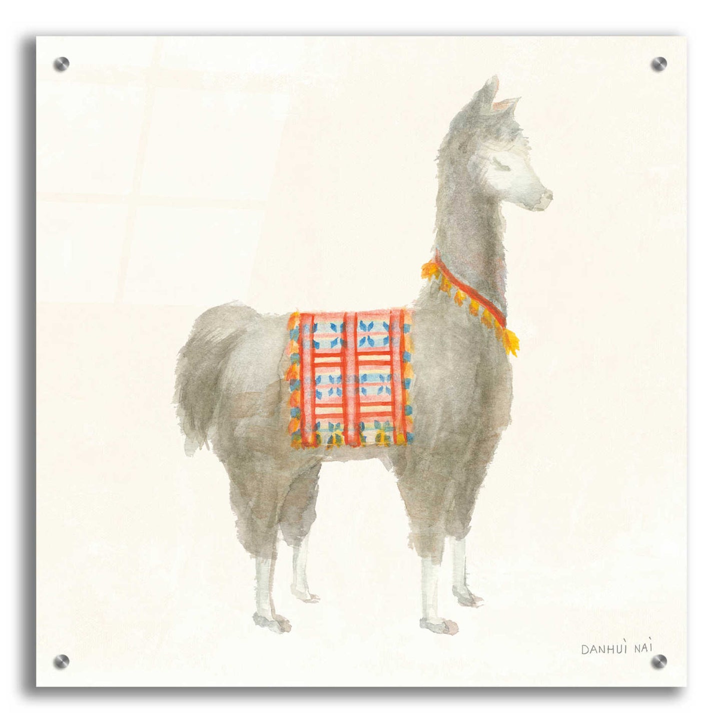 Epic Art 'Festive Llama I' by Danhui Nai, Acrylic Glass Wall Art,24x24