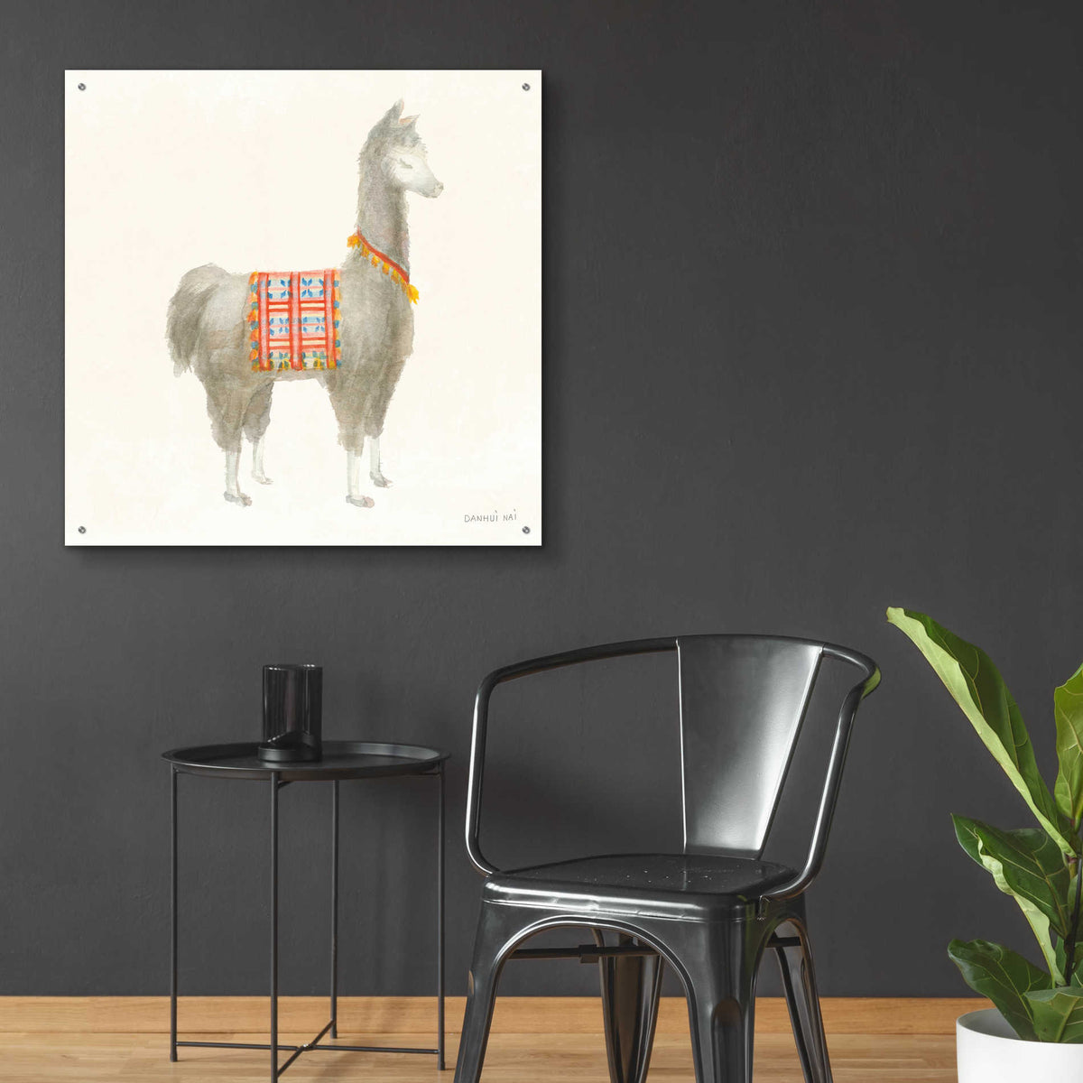 Epic Art 'Festive Llama I' by Danhui Nai, Acrylic Glass Wall Art,36x36