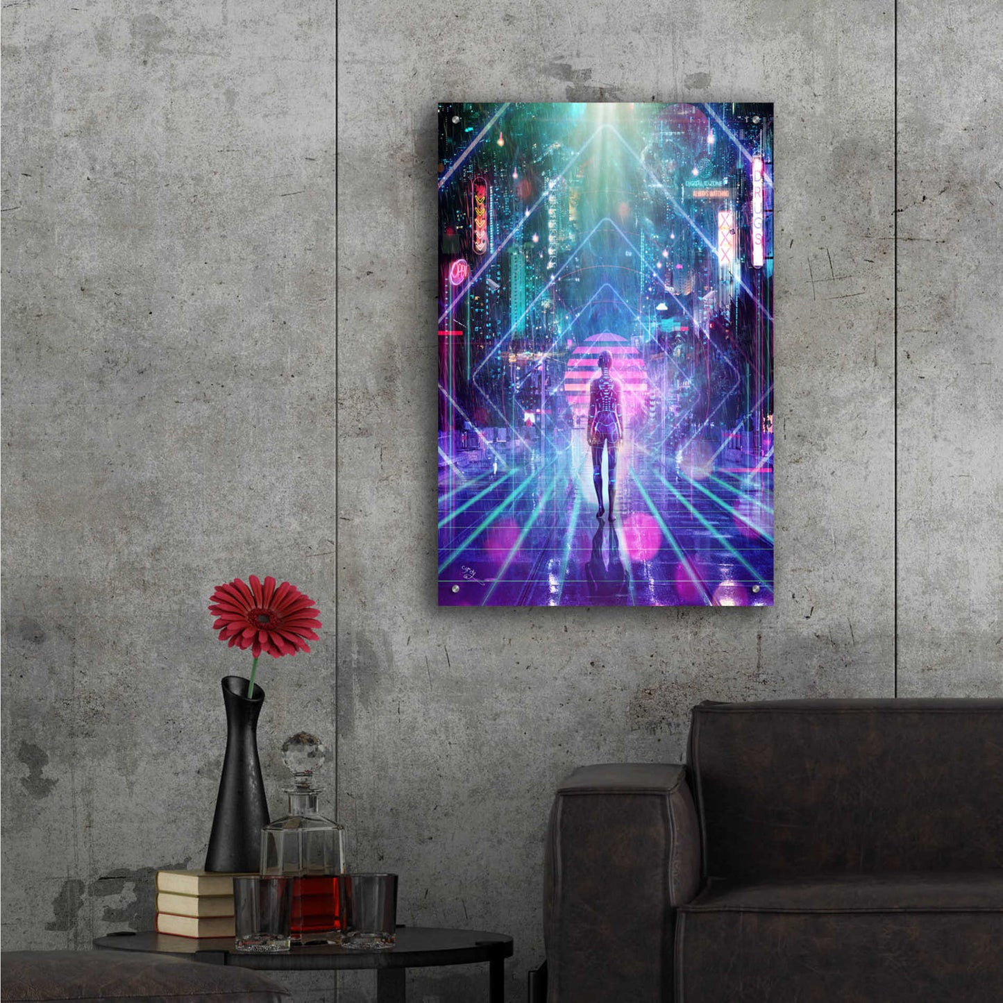 Epic Art 'Neon Zone' by Cameron Gray Acrylic Glass Wall Art,24x36
