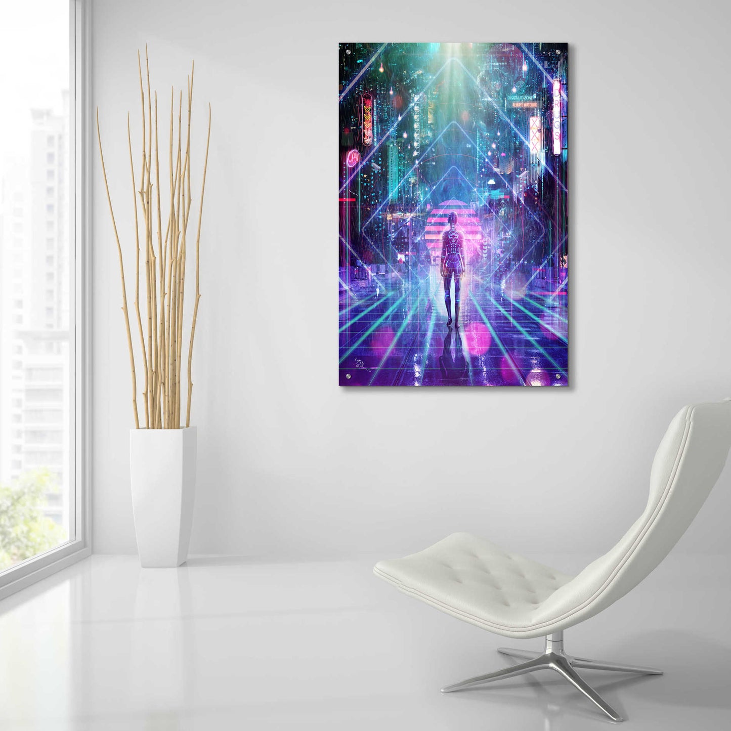 Epic Art 'Neon Zone' by Cameron Gray Acrylic Glass Wall Art,24x36
