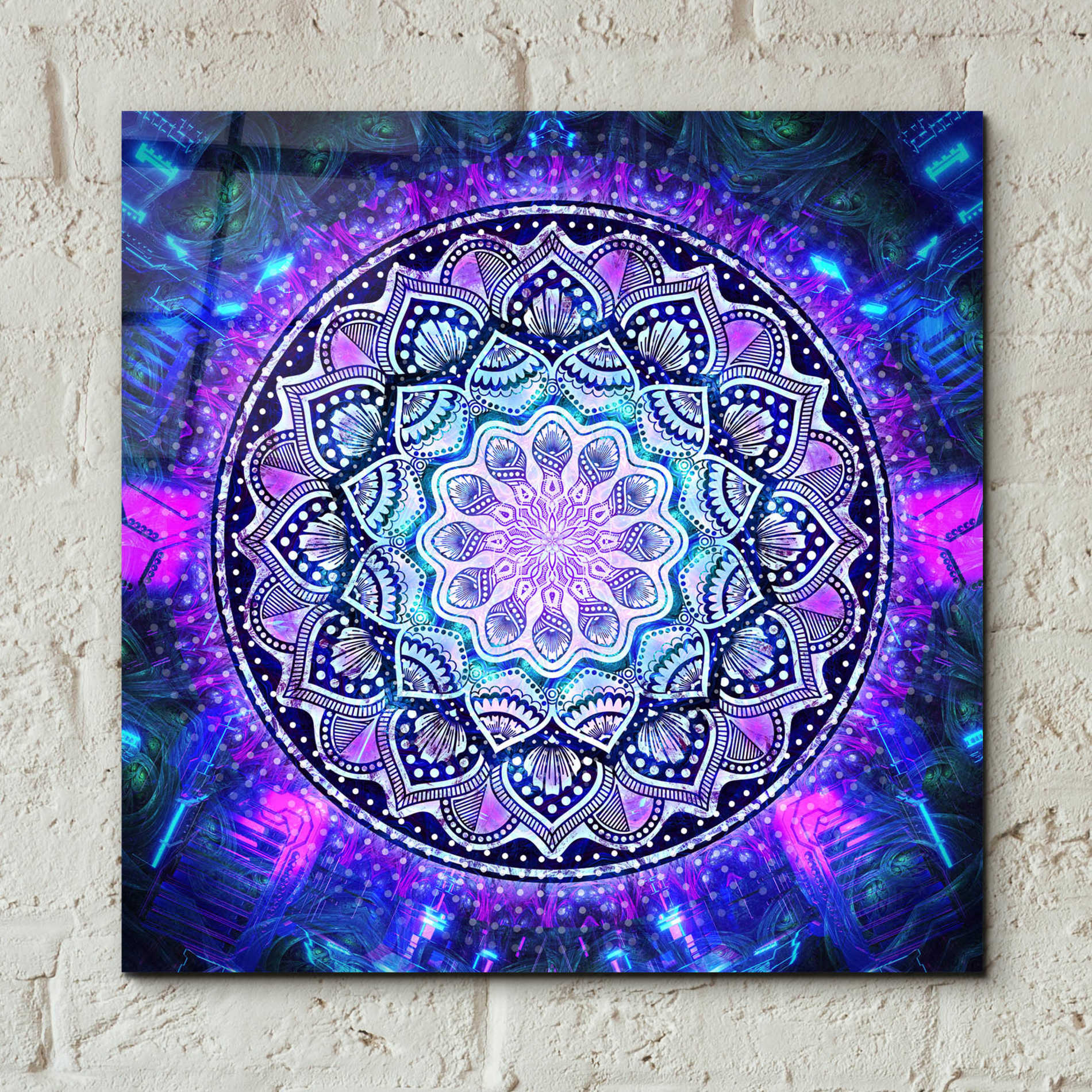 Epic Art 'Sacred Bloom Mandala' by Cameron Gray Acrylic Glass Wall Art,12x12