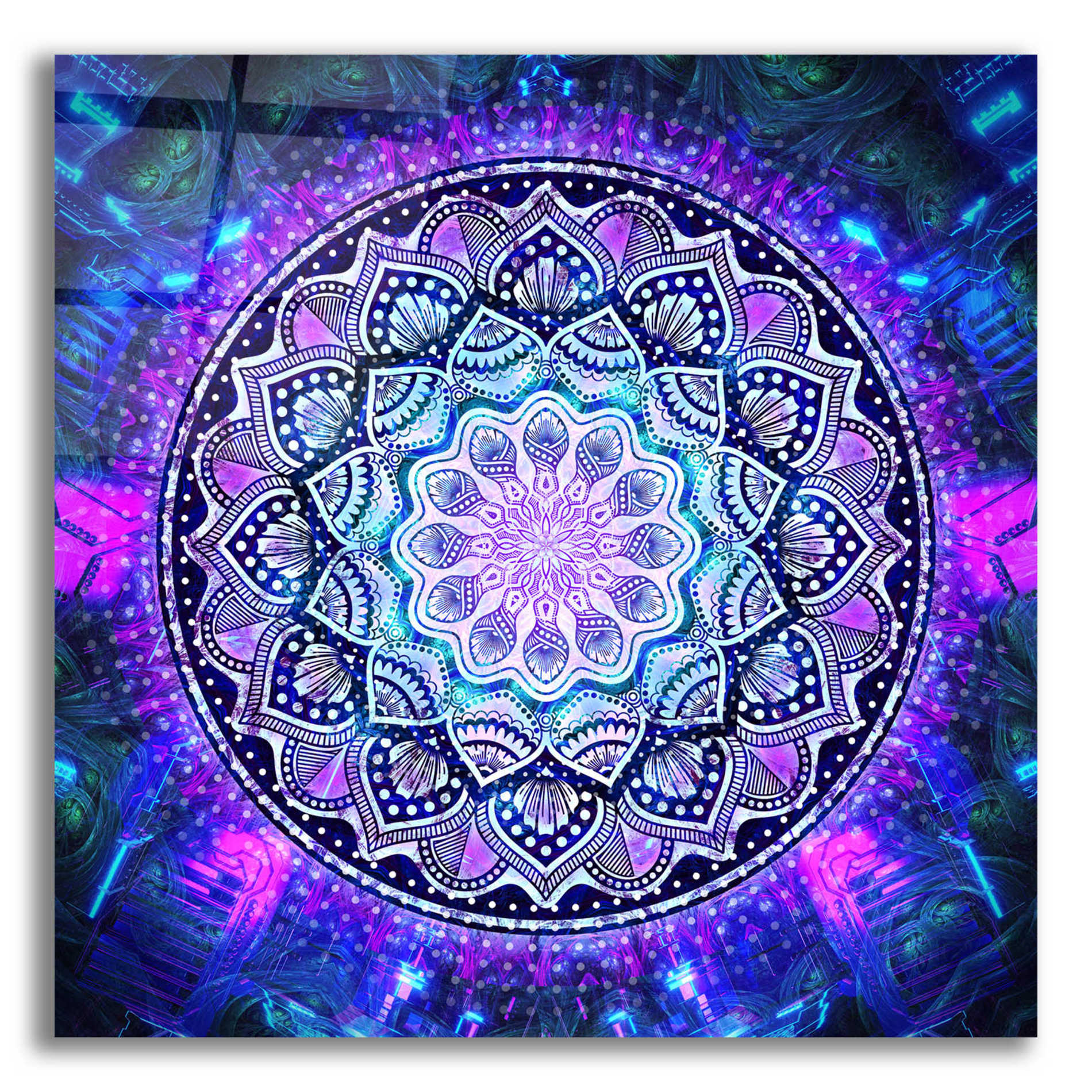 Epic Art 'Sacred Bloom Mandala' by Cameron Gray Acrylic Glass Wall Art,12x12