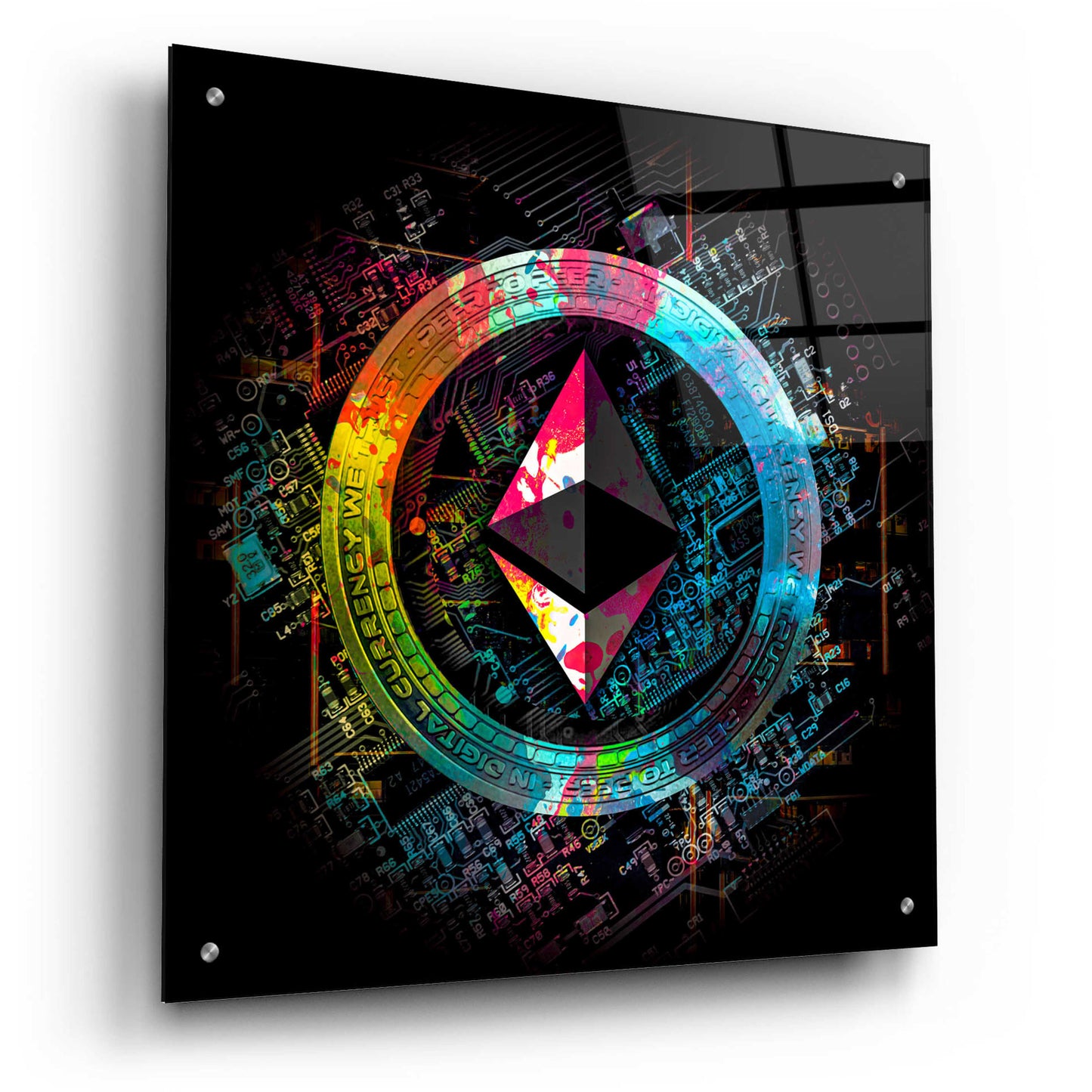 Epic Art 'Ethereum Crypto Power' by Epic Portfolio Acrylic Glass Wall Art,24x24
